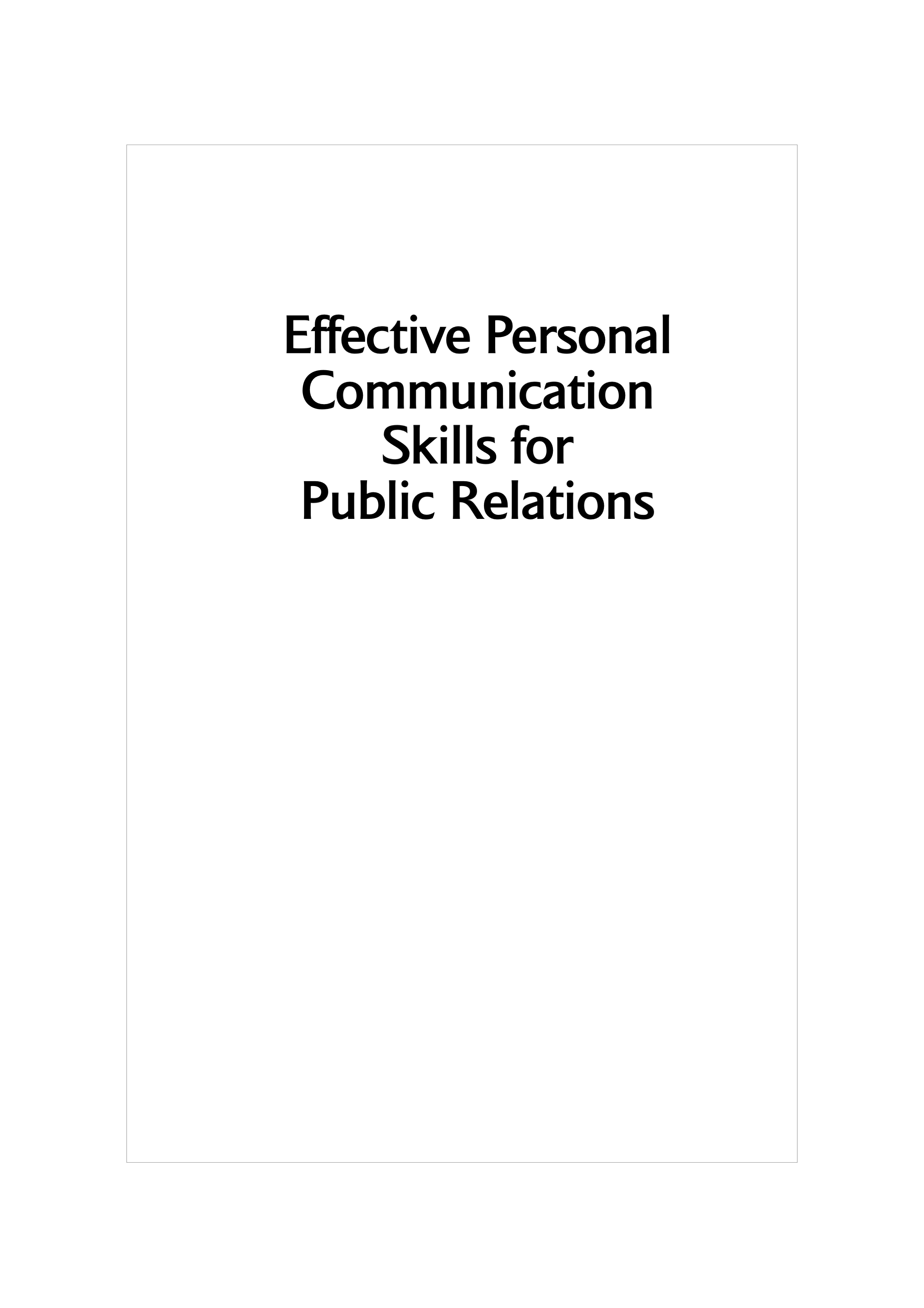 Communication Skills for Public Relations — page 1