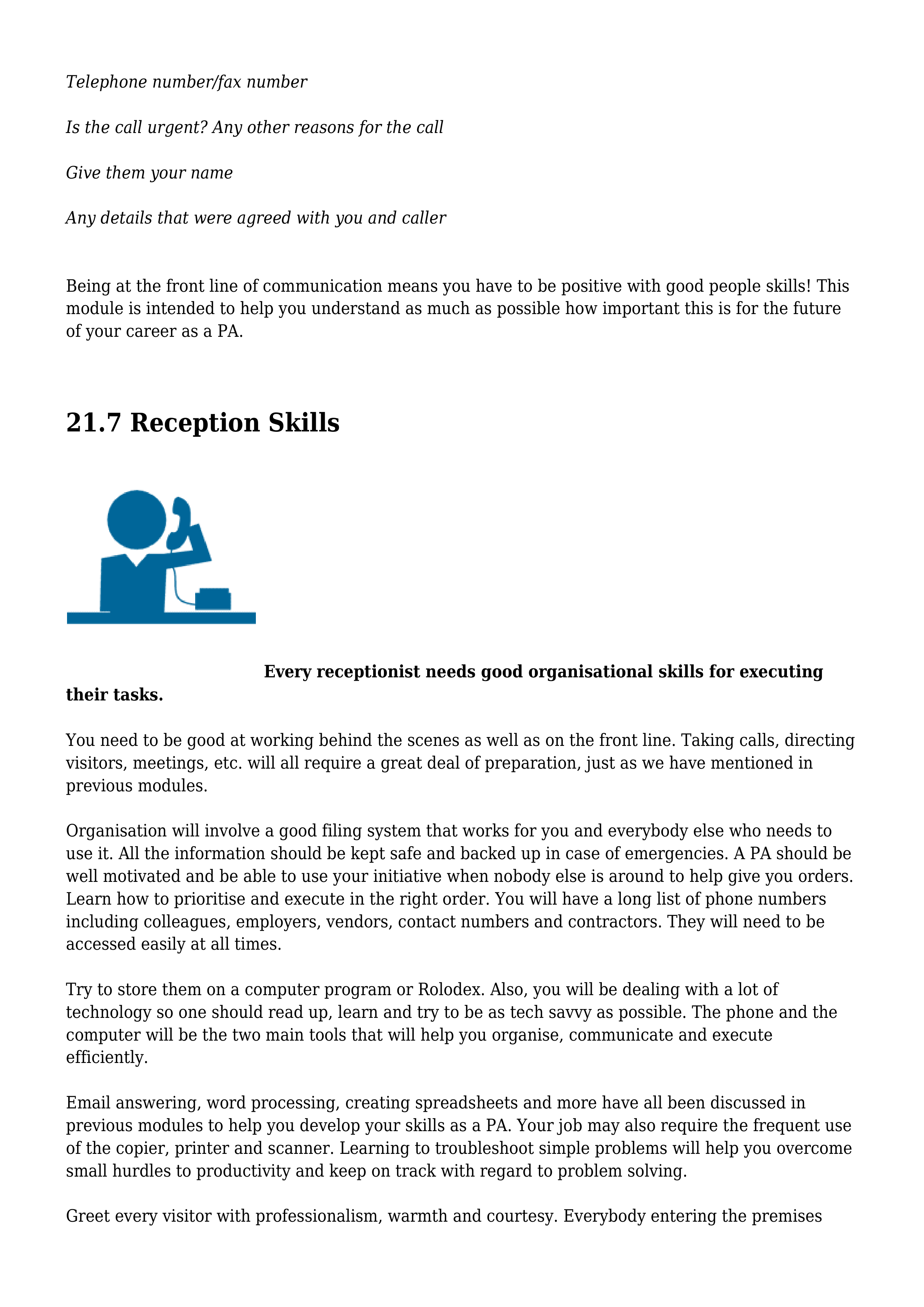 Communication Skills for Receptionist — page 6