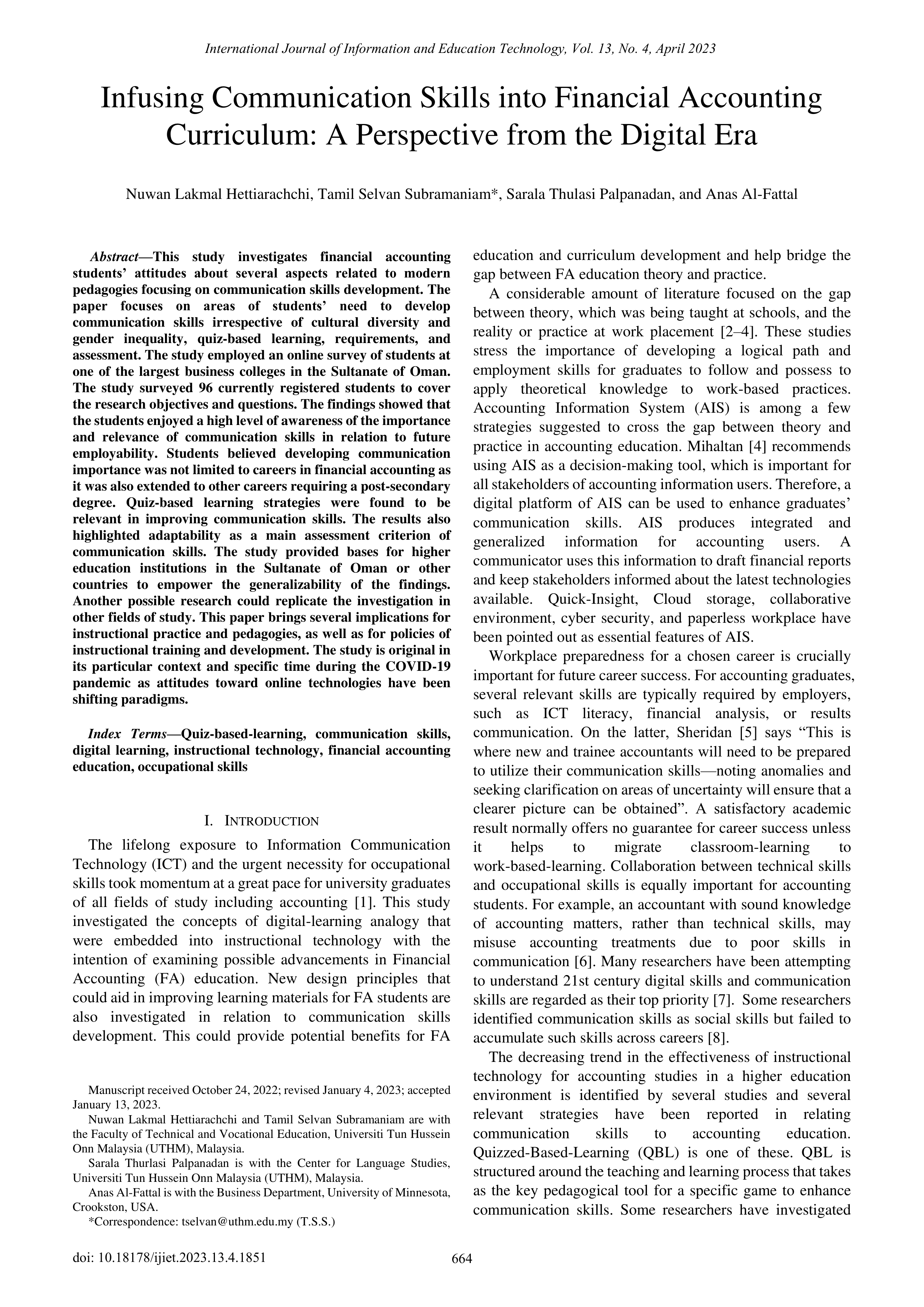 Communication Skills in Financial Accounting — page 1
