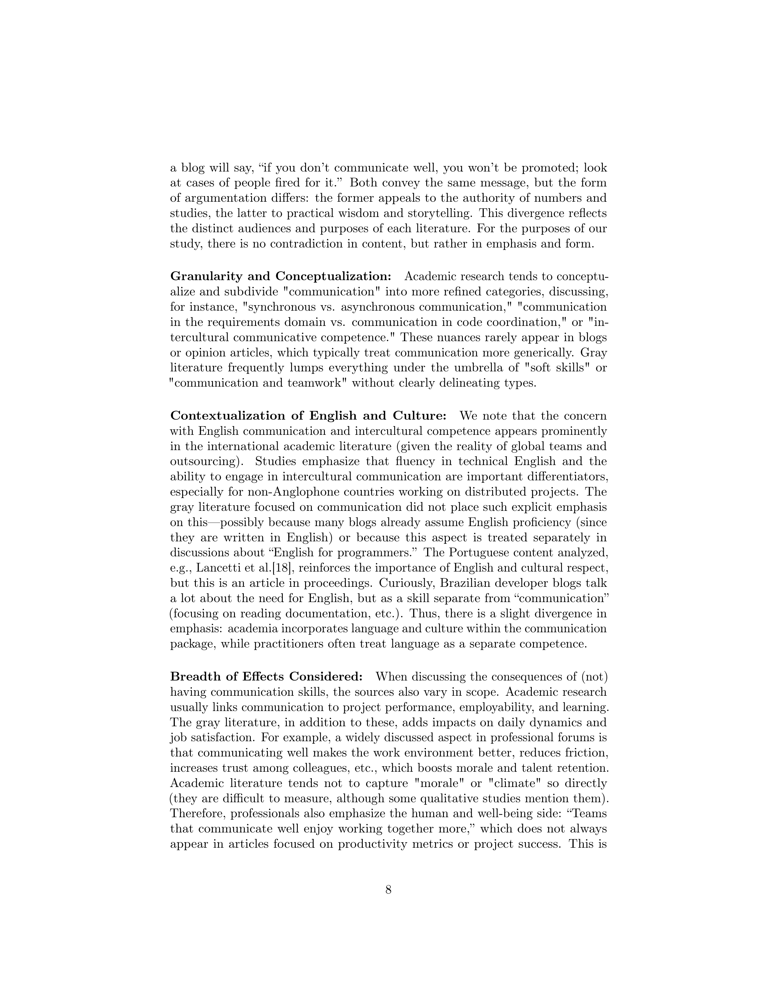 Communication Skills in Software Engineer Professionals — page 8