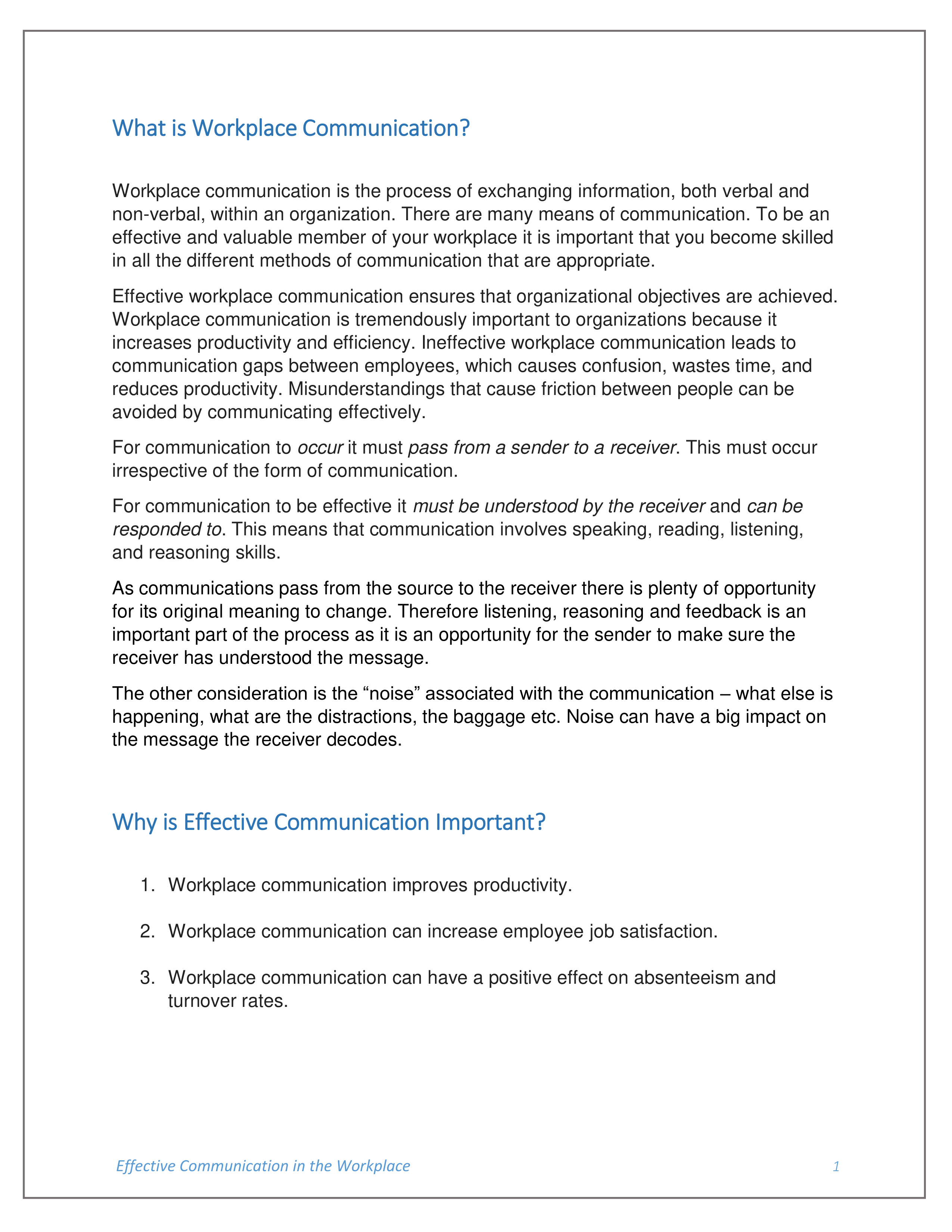 Communication Skills in the Workplace — page 2