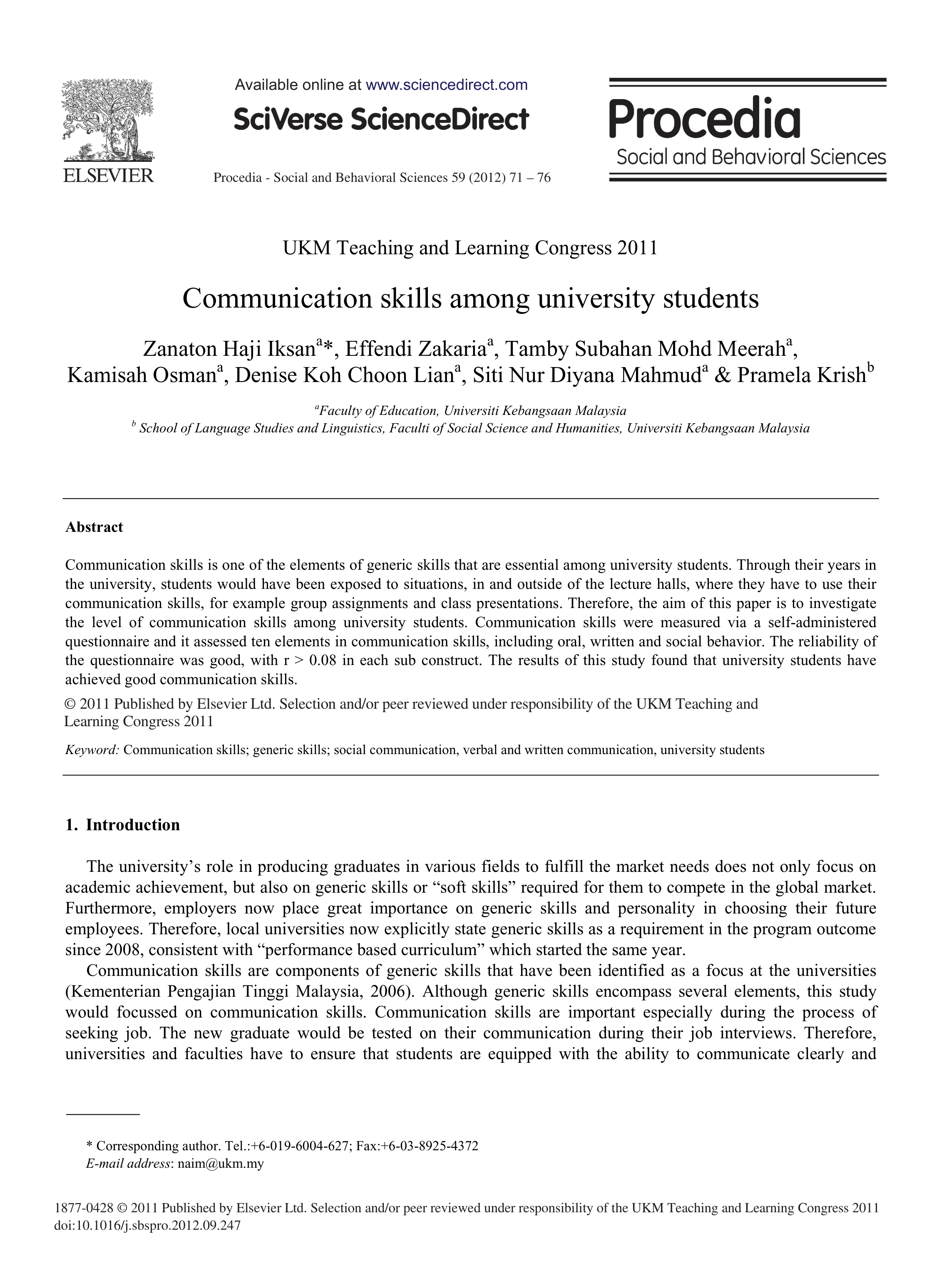 Communication Skills Among University Students — page 1