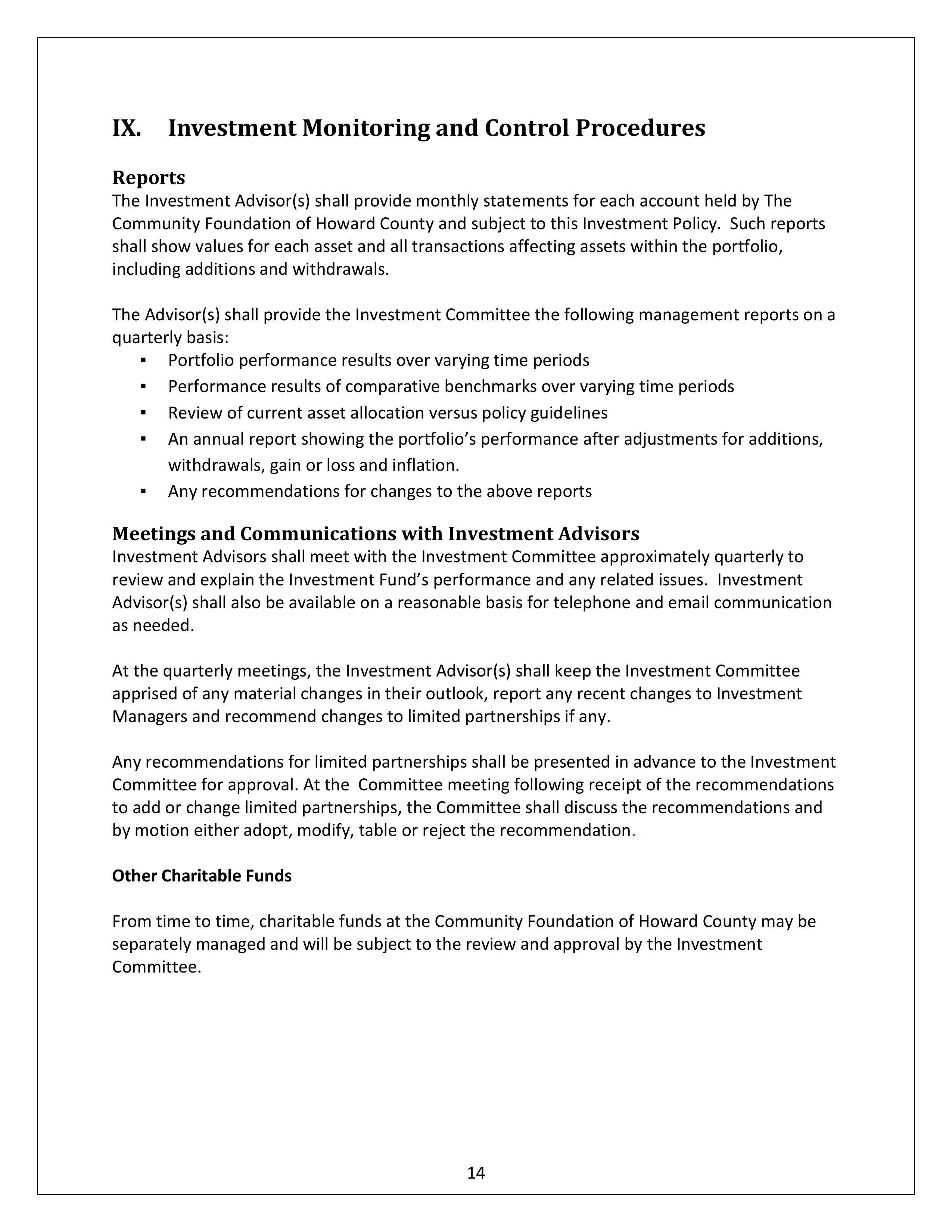 Community Foundation Investment Statement — page 14