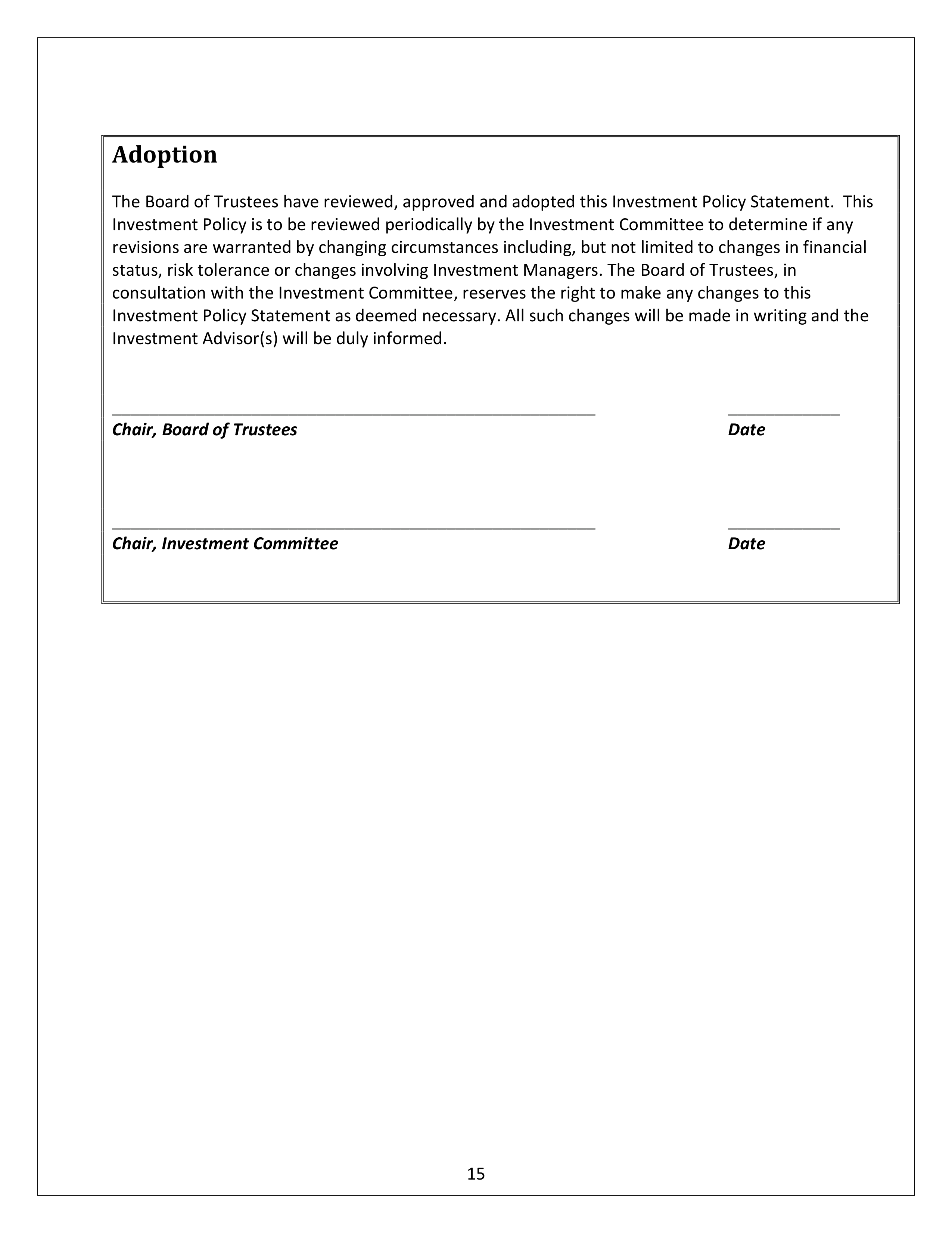 Community Foundation Investment Statement — page 15