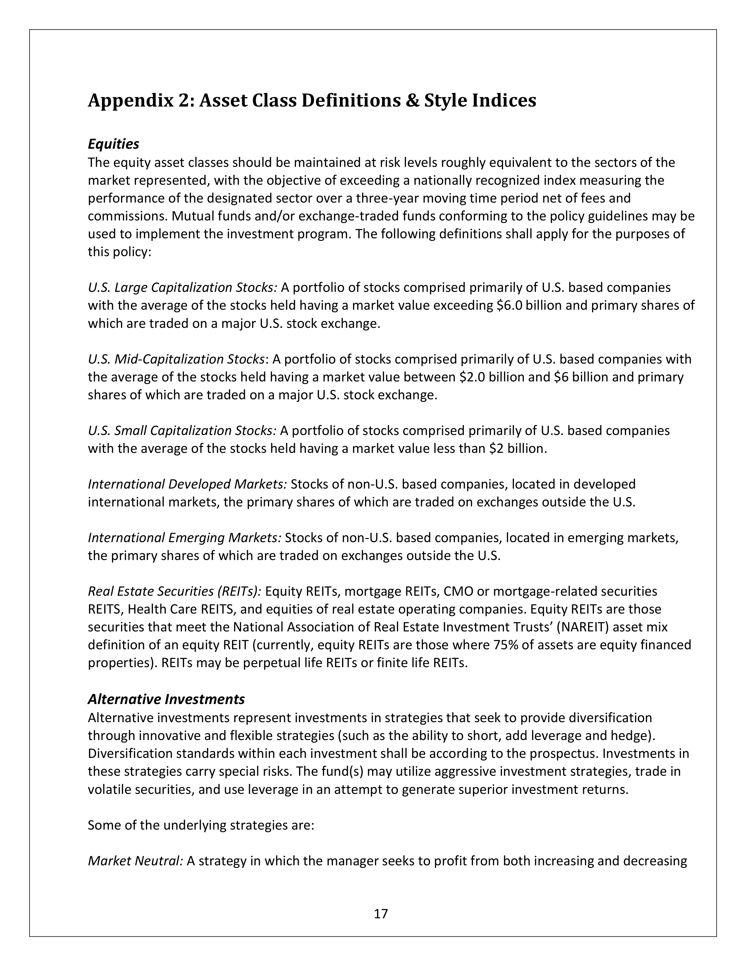 Community Foundation Investment Statement — page 17