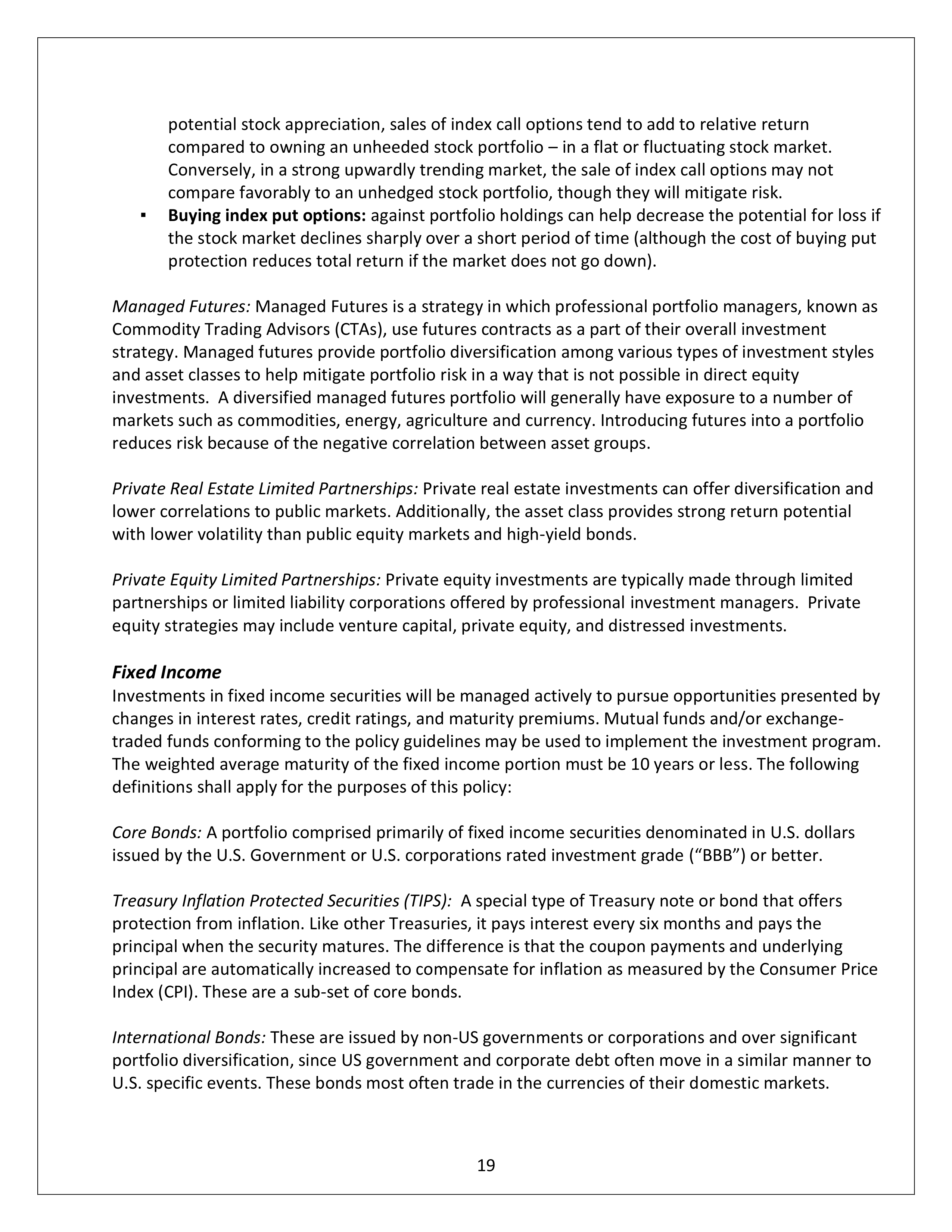 Community Foundation Investment Statement — page 19