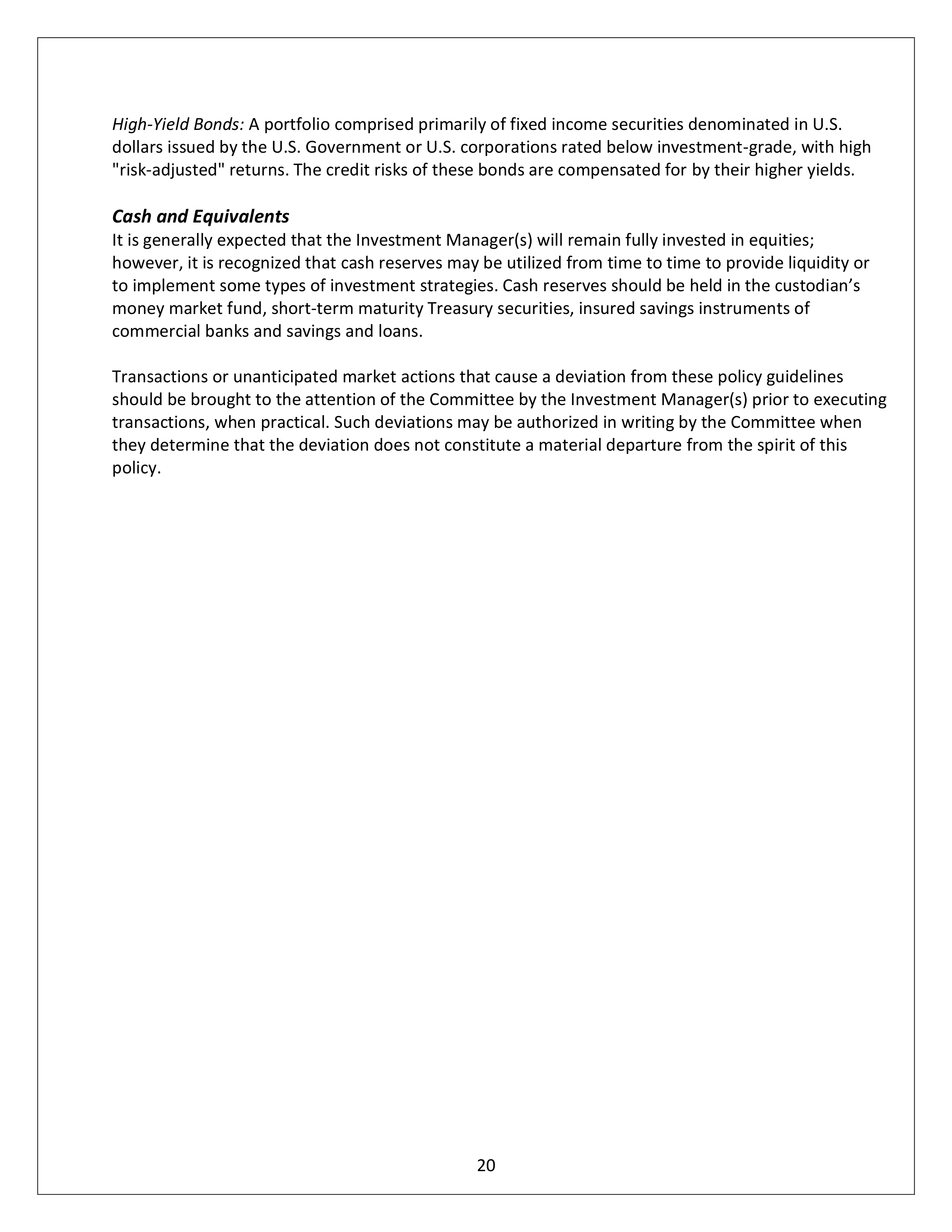 Community Foundation Investment Statement — page 20