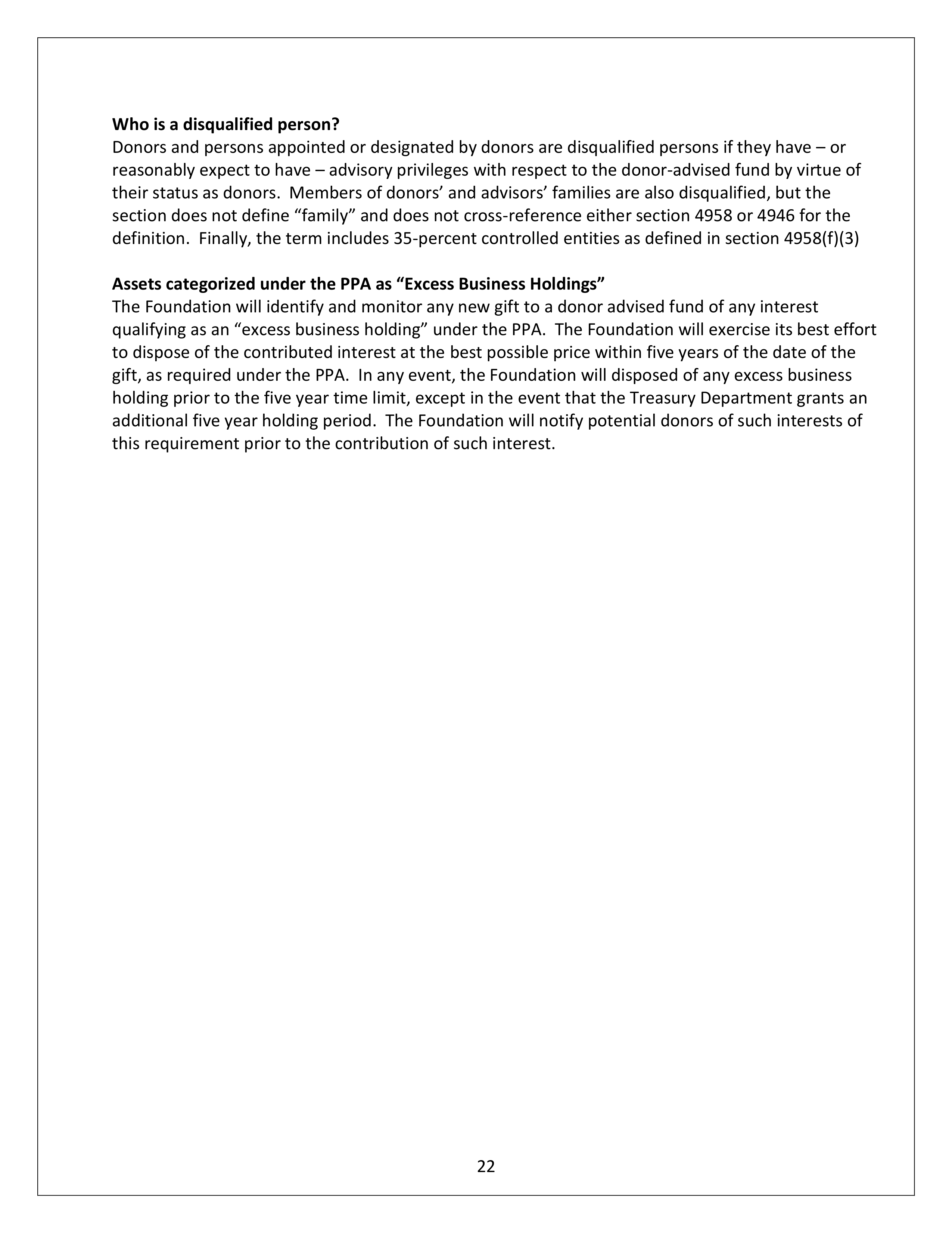 Community Foundation Investment Statement — page 22