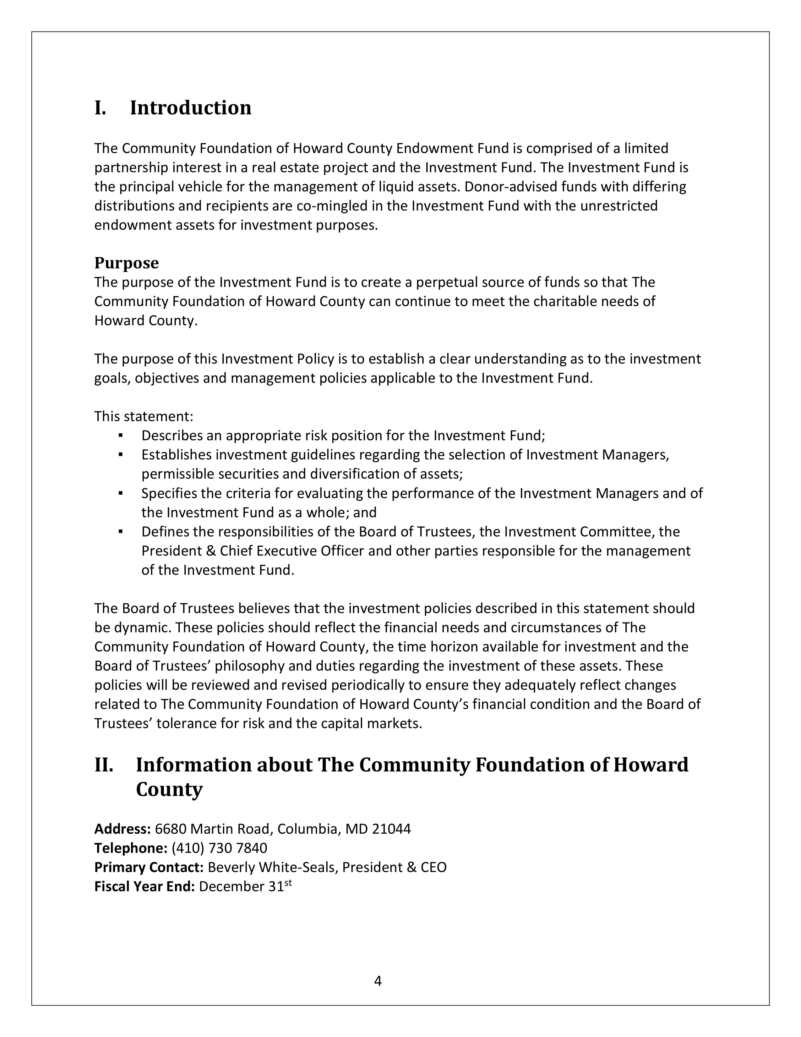 Community Foundation Investment Statement — page 4