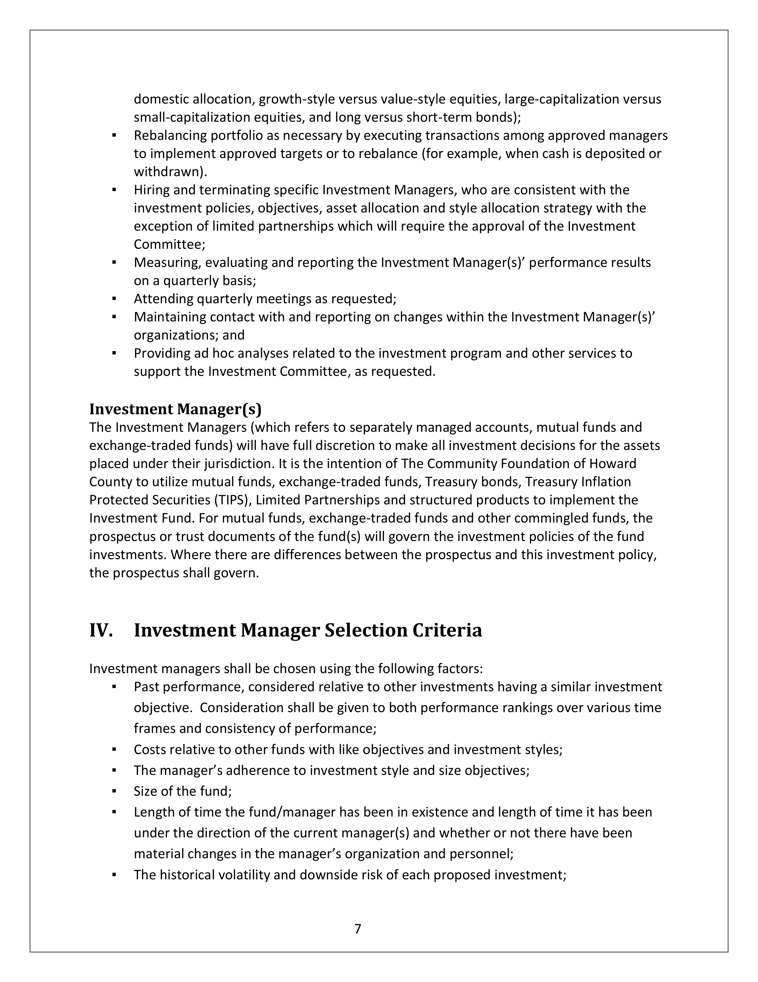 Community Foundation Investment Statement — page 7