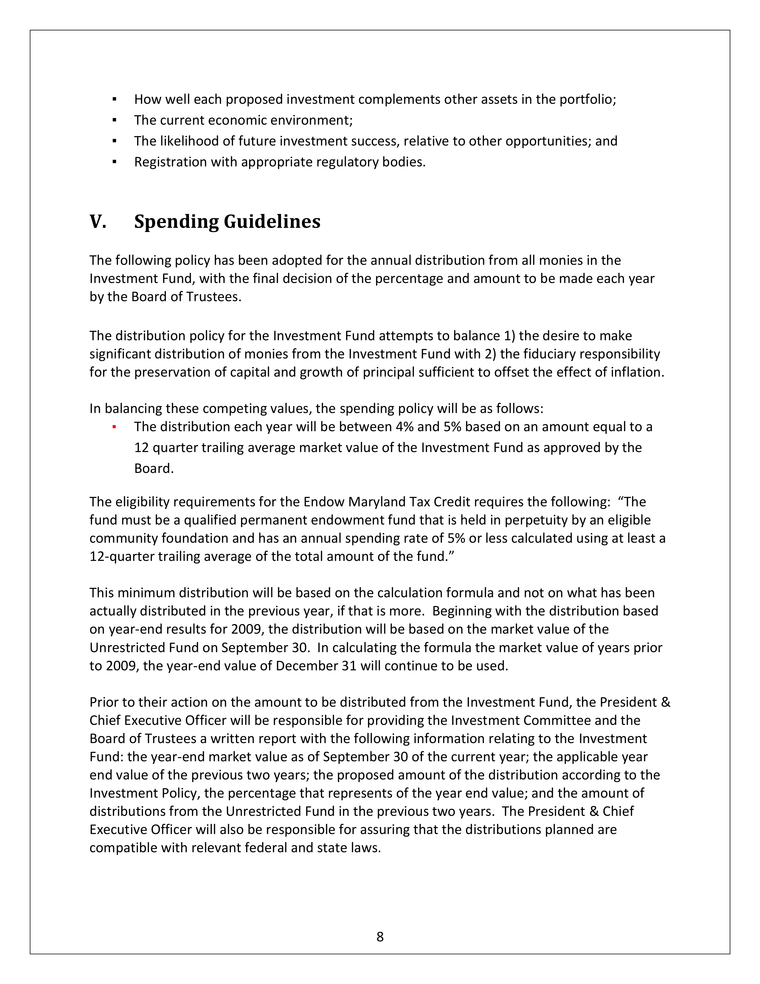 Community Foundation Investment Statement — page 8