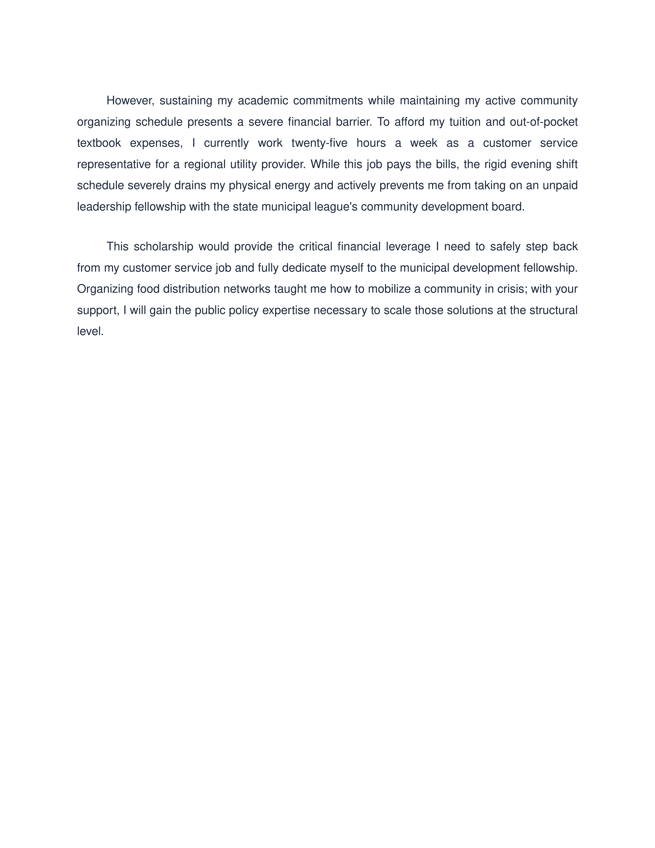 Community Leadership Scholarship Essay — page 2