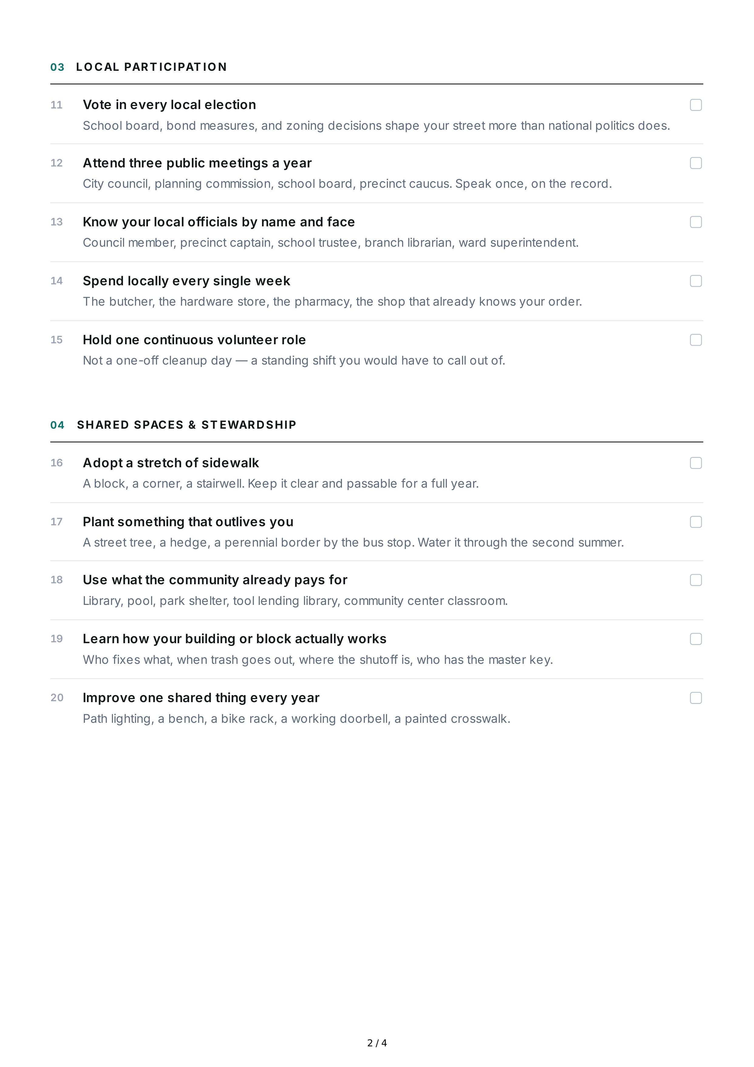 Community Life Goals — page 2