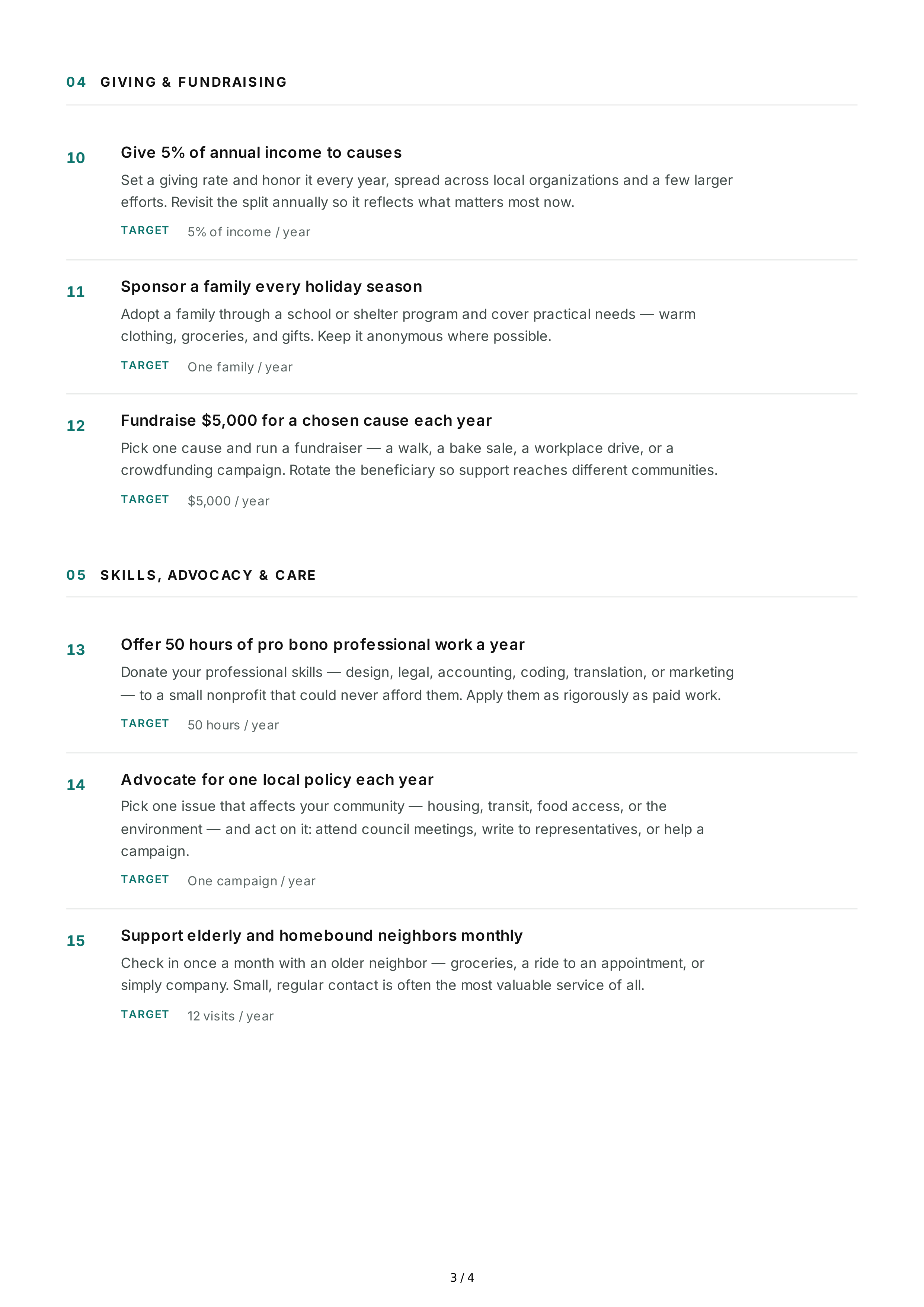 Community Service Life Goals — page 3