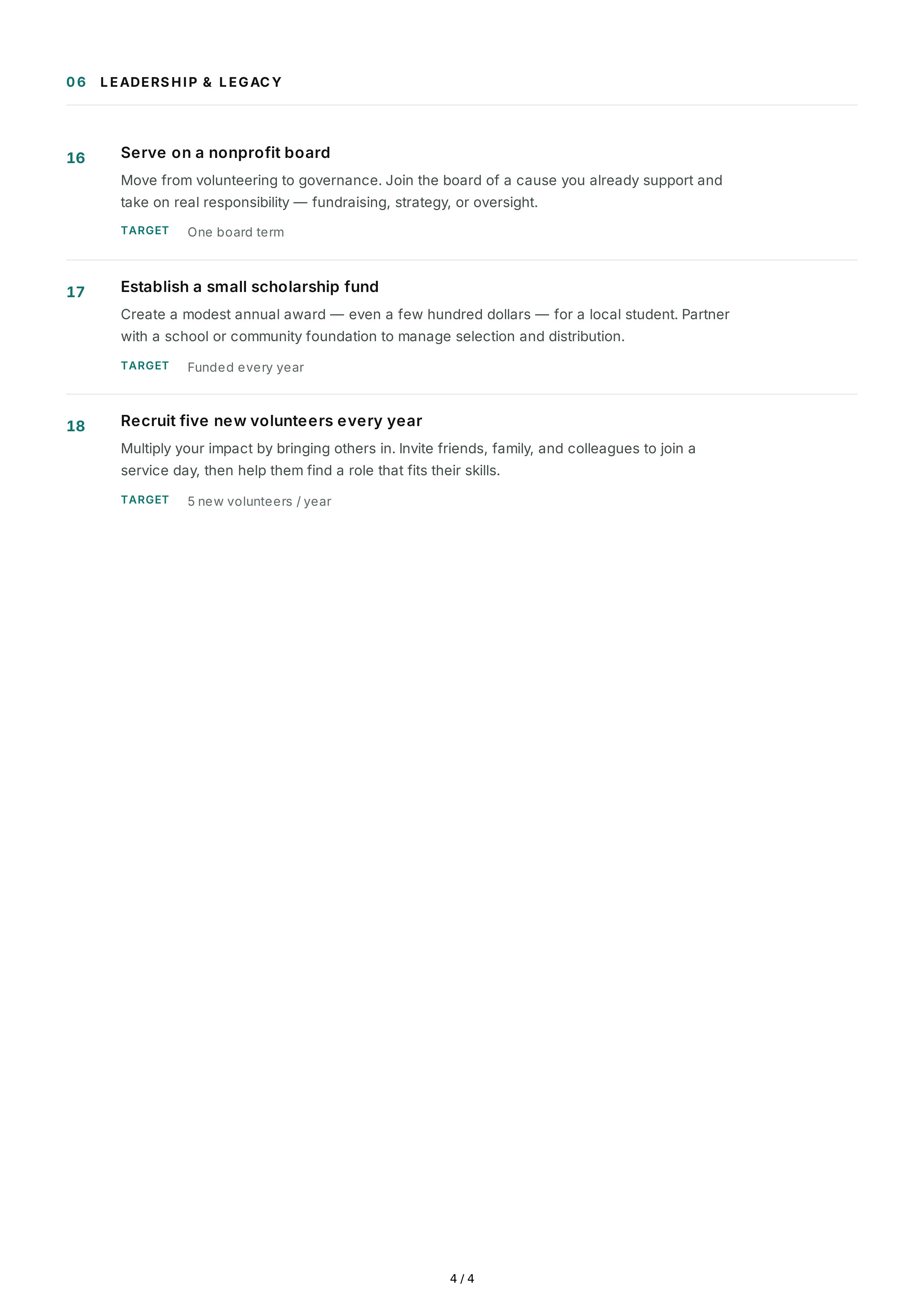 Community Service Life Goals — page 4