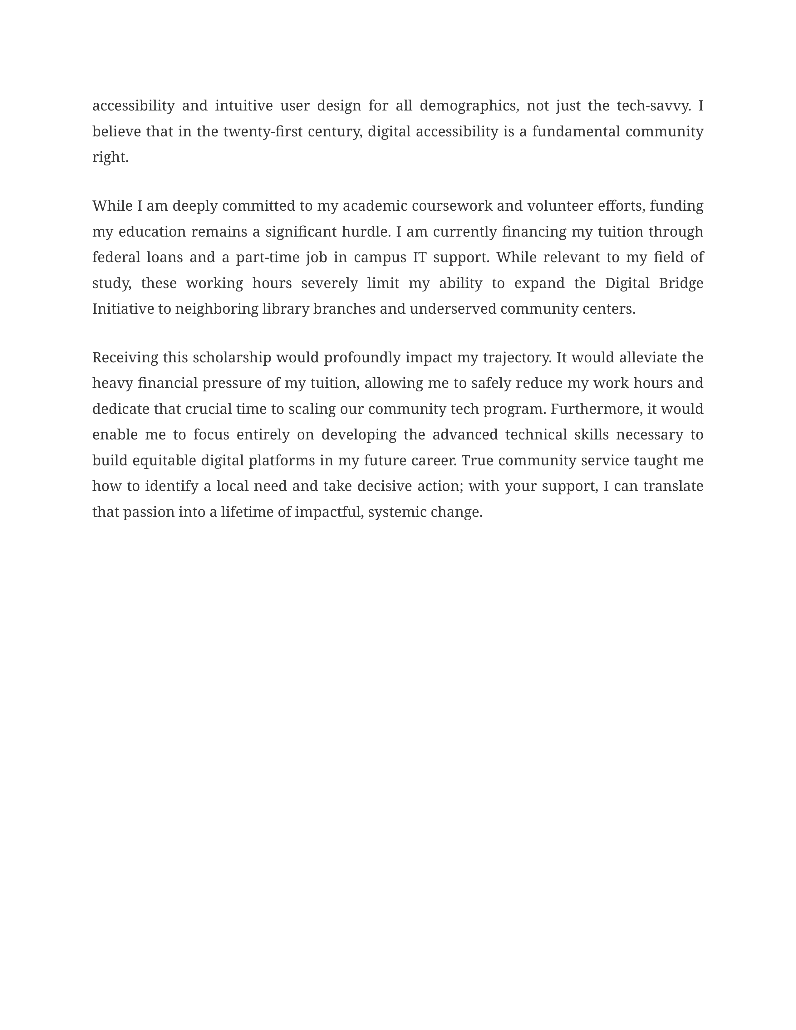 Community Service Scholarship Essay — page 2