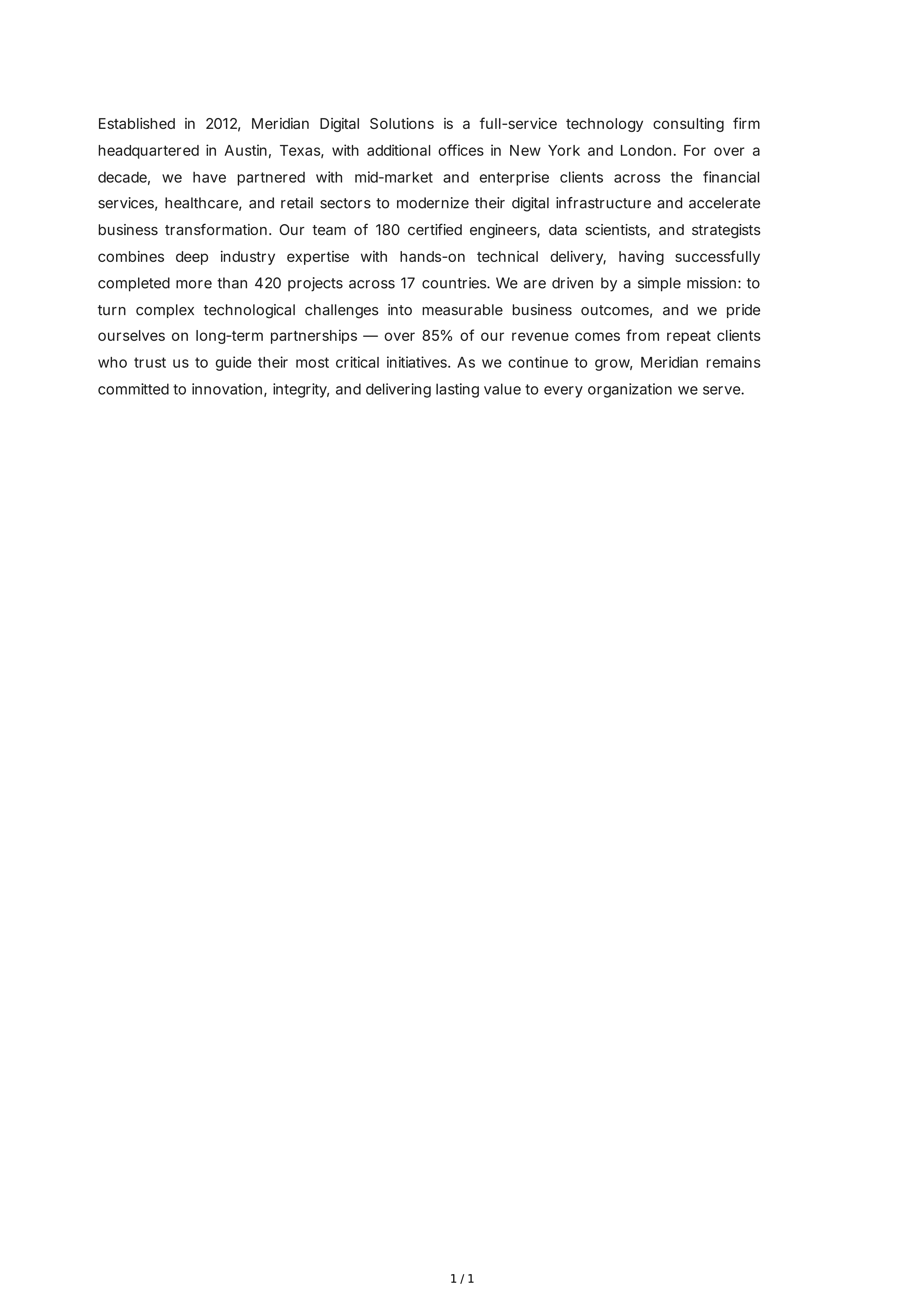 Company Profile Introduction Paragraph — page 1