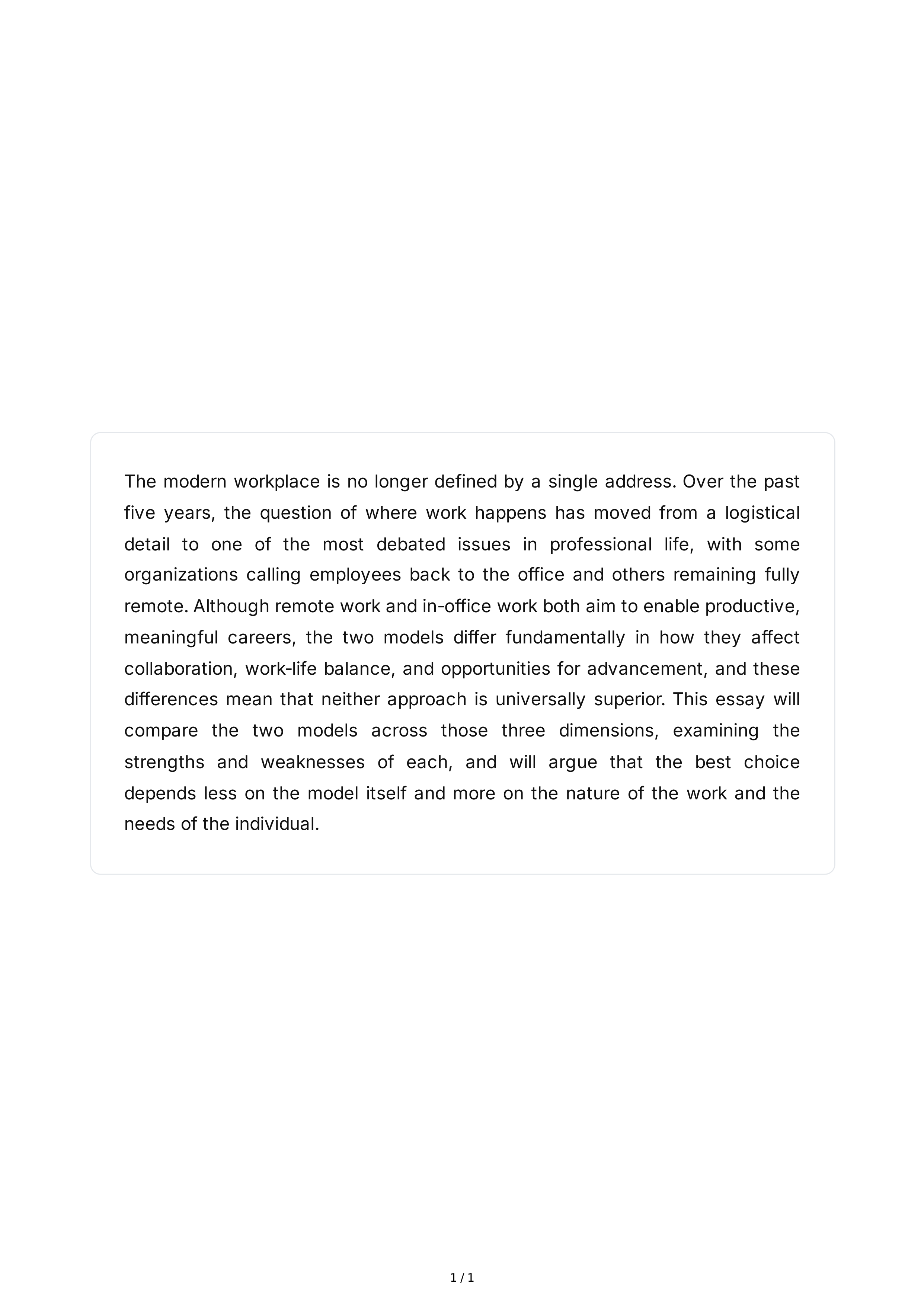 Compare and Contrast Essay Introduction Paragraph — page 1