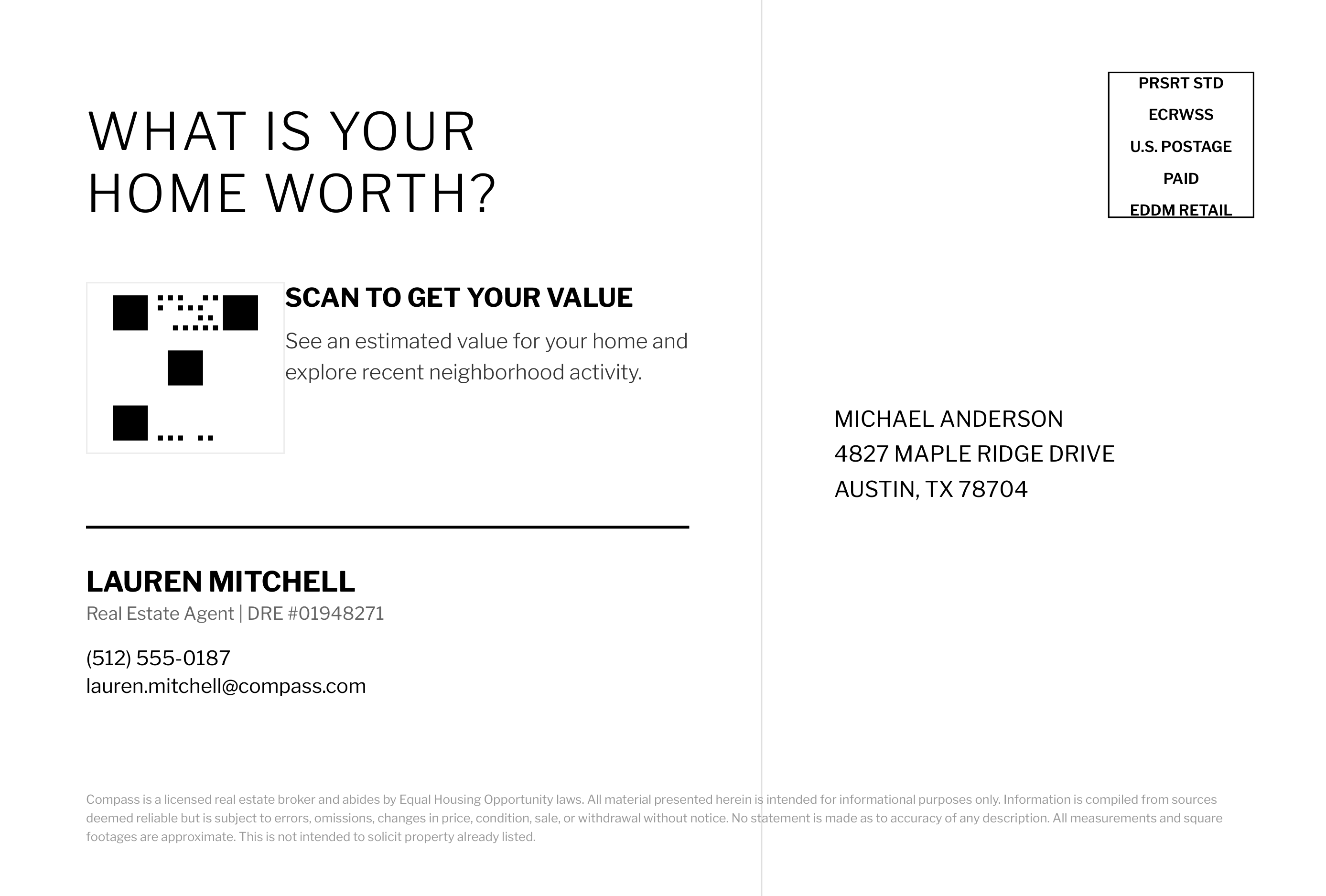 Compass Just Listed / Just Sold Interactive Home Valuation Postcard — page 2