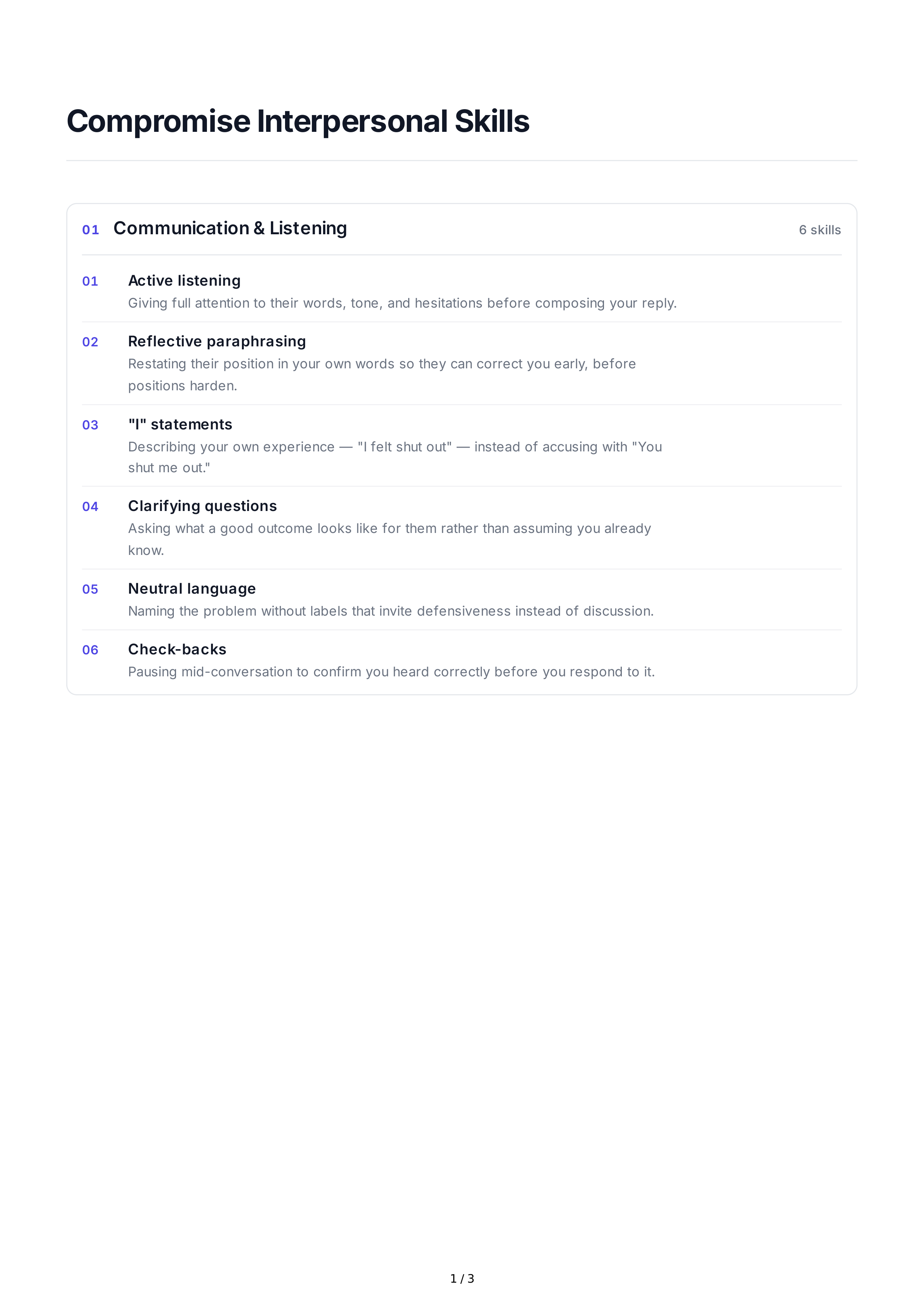 Compromise Interpersonal Skills — page 1