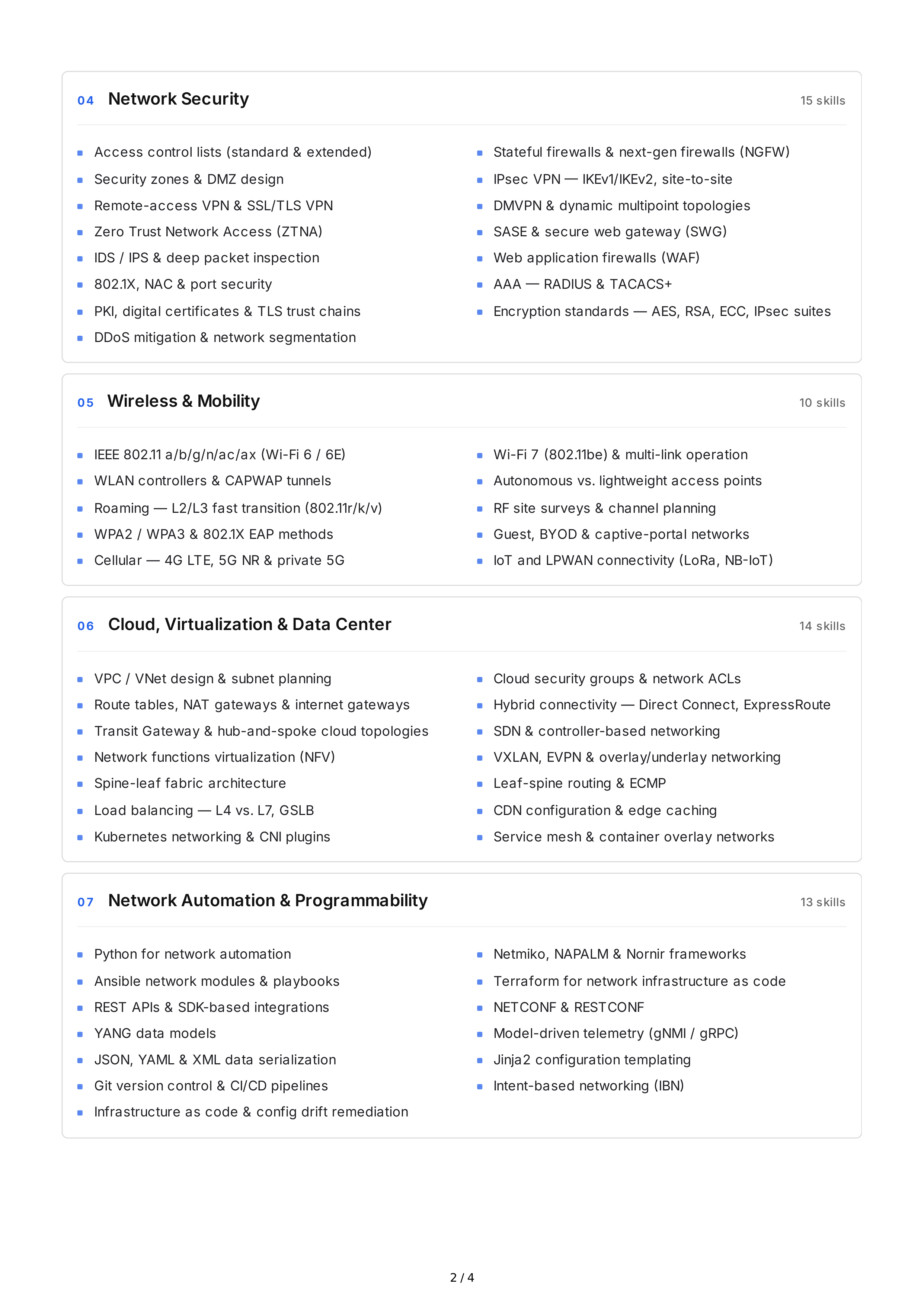 Computer Networking Technical Skills — page 2