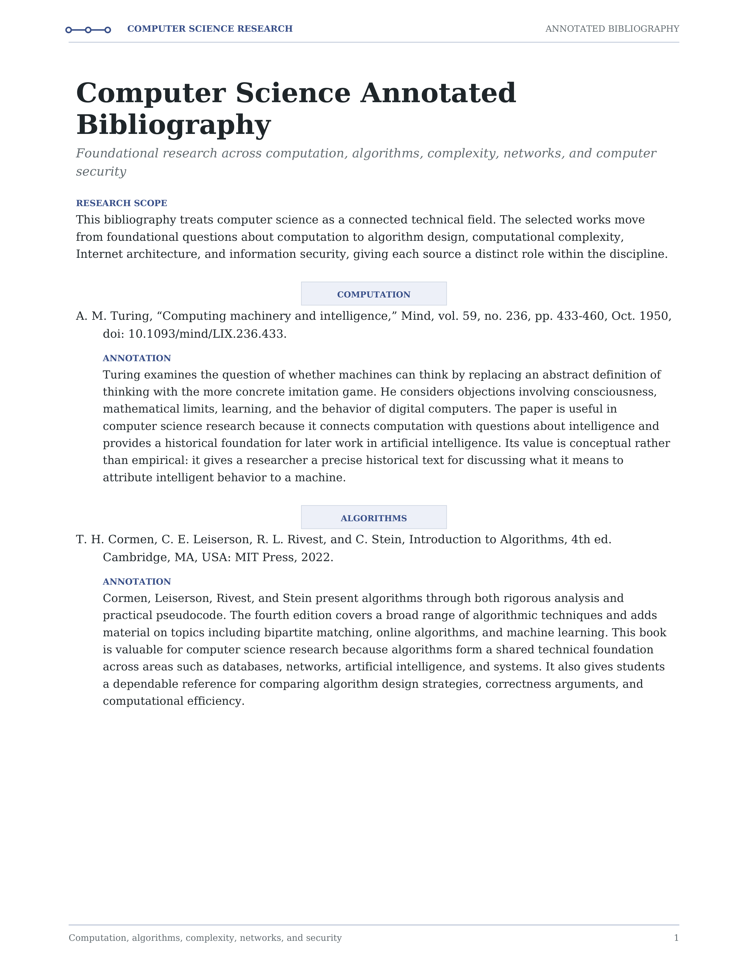 Computer Science Annotated Bibliography — page 1
