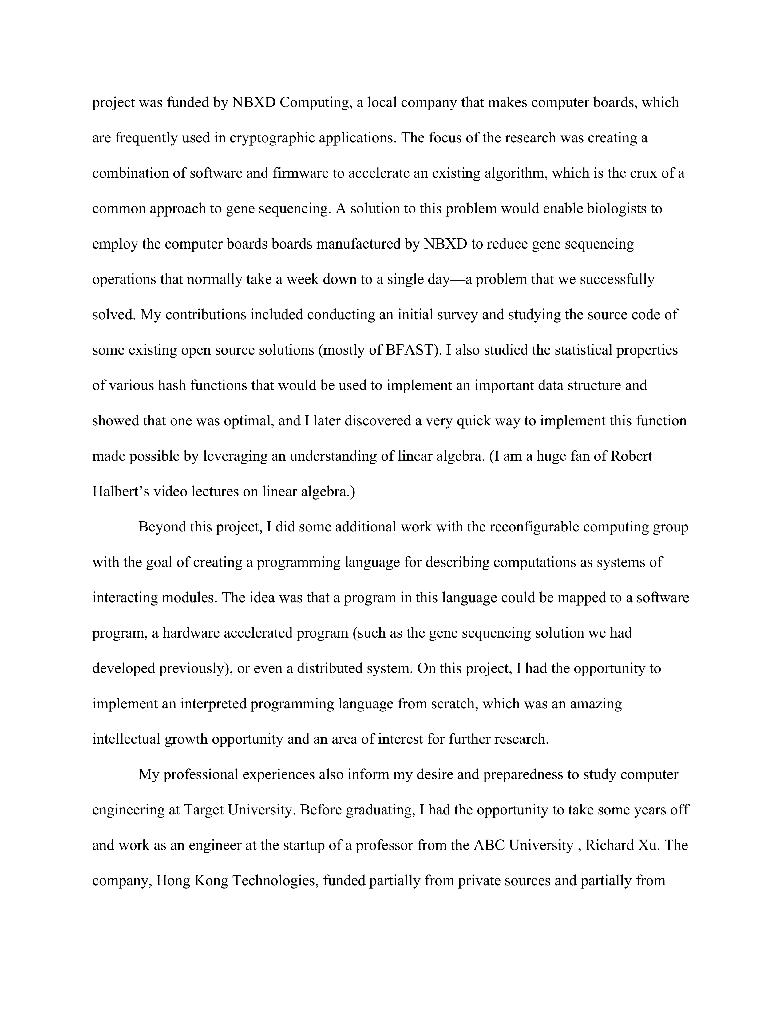 Computer Science Statement of Purpose — page 2