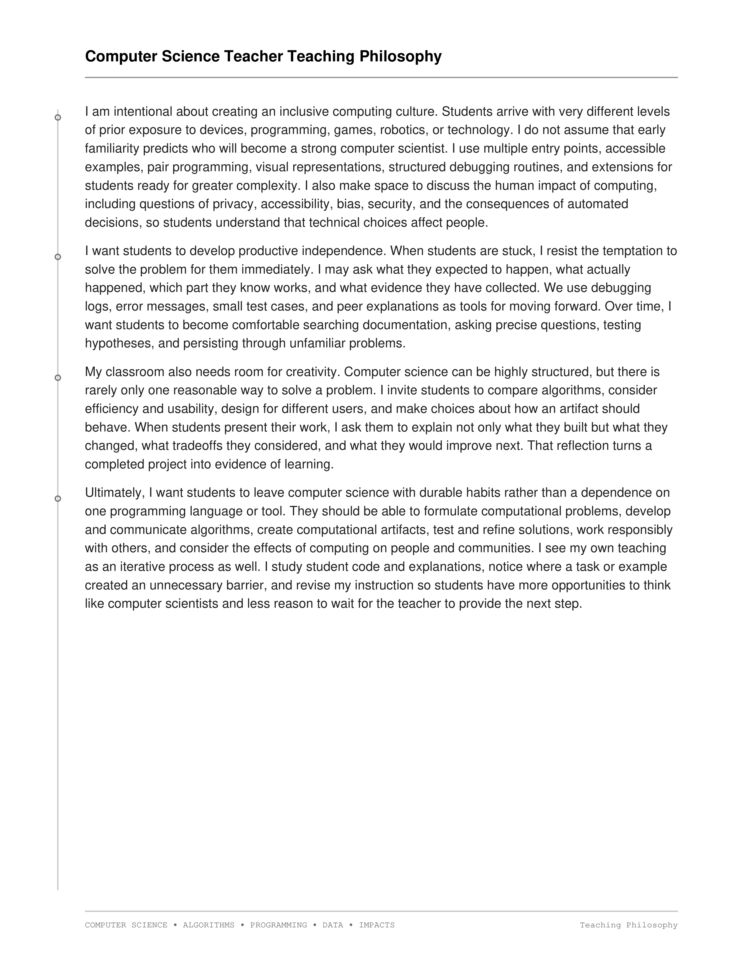 Computer Science Teacher Teaching Philosophy — page 2