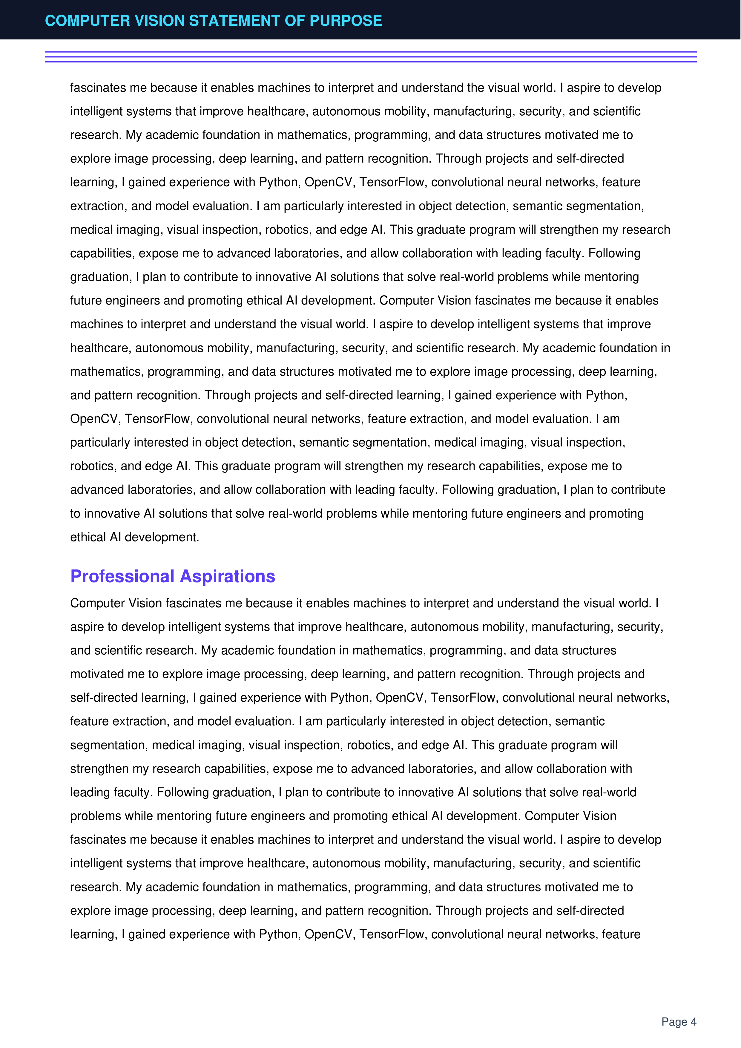 Computer Vision Statement of Purpose — page 4