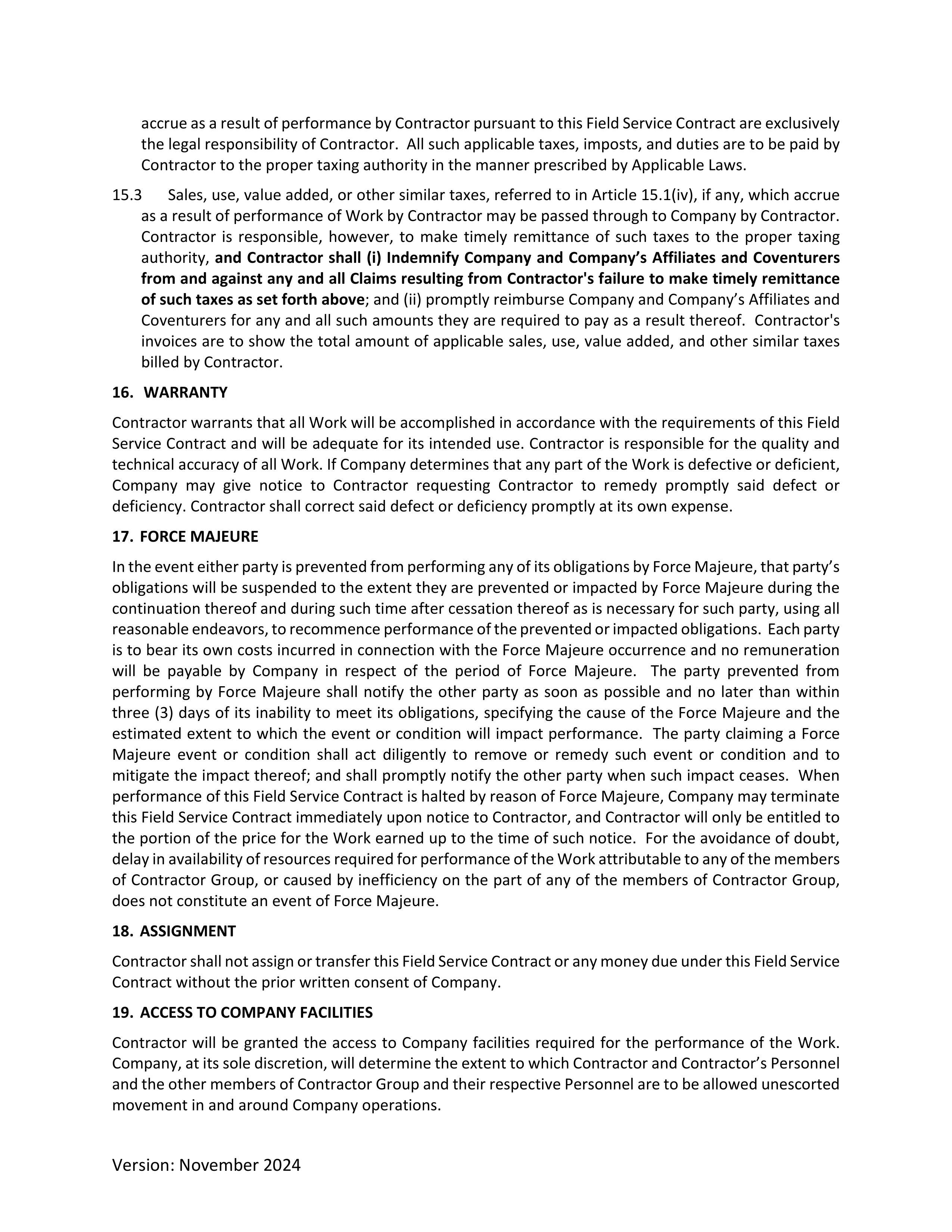 ConocoPhillips Field Service Contract — page 10