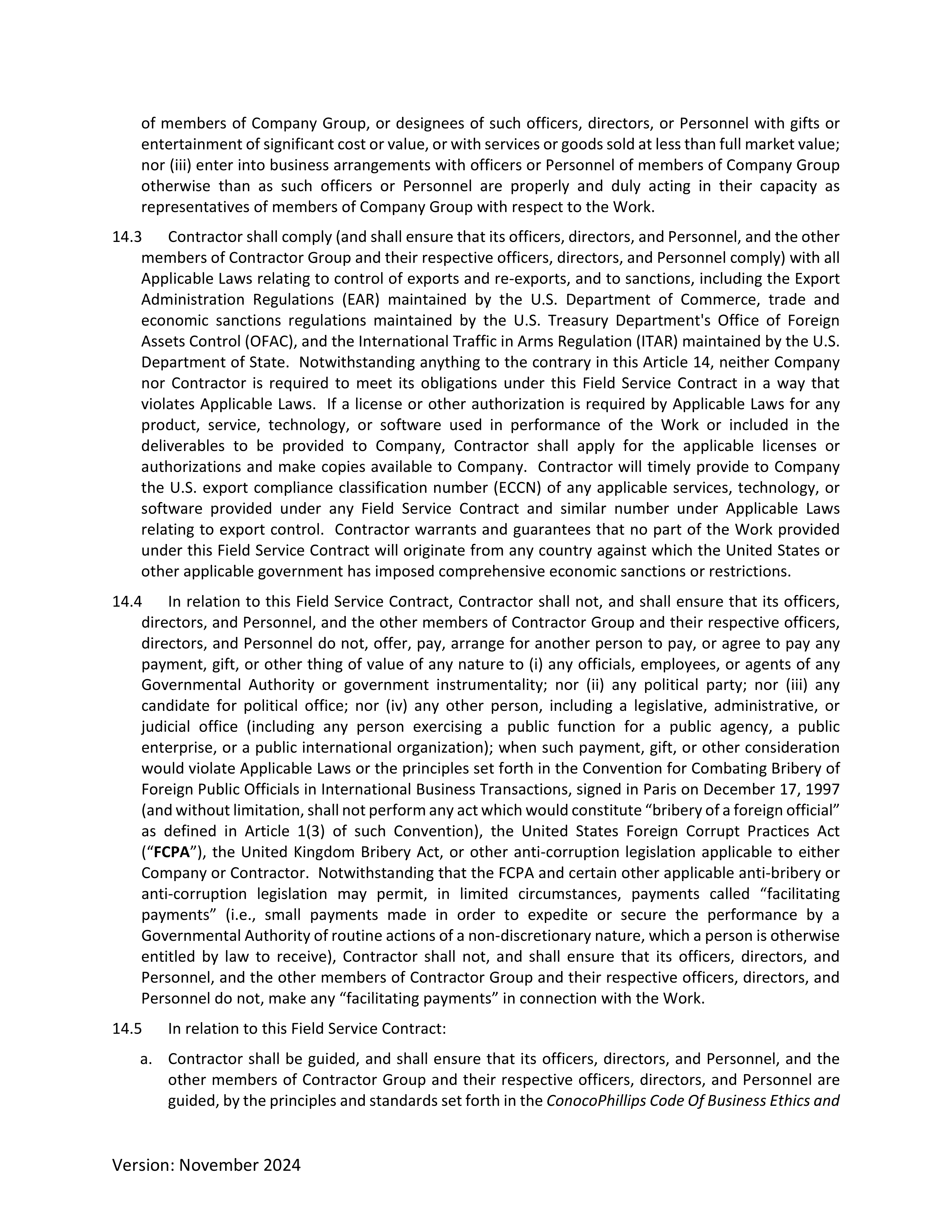 ConocoPhillips Field Service Contract — page 8