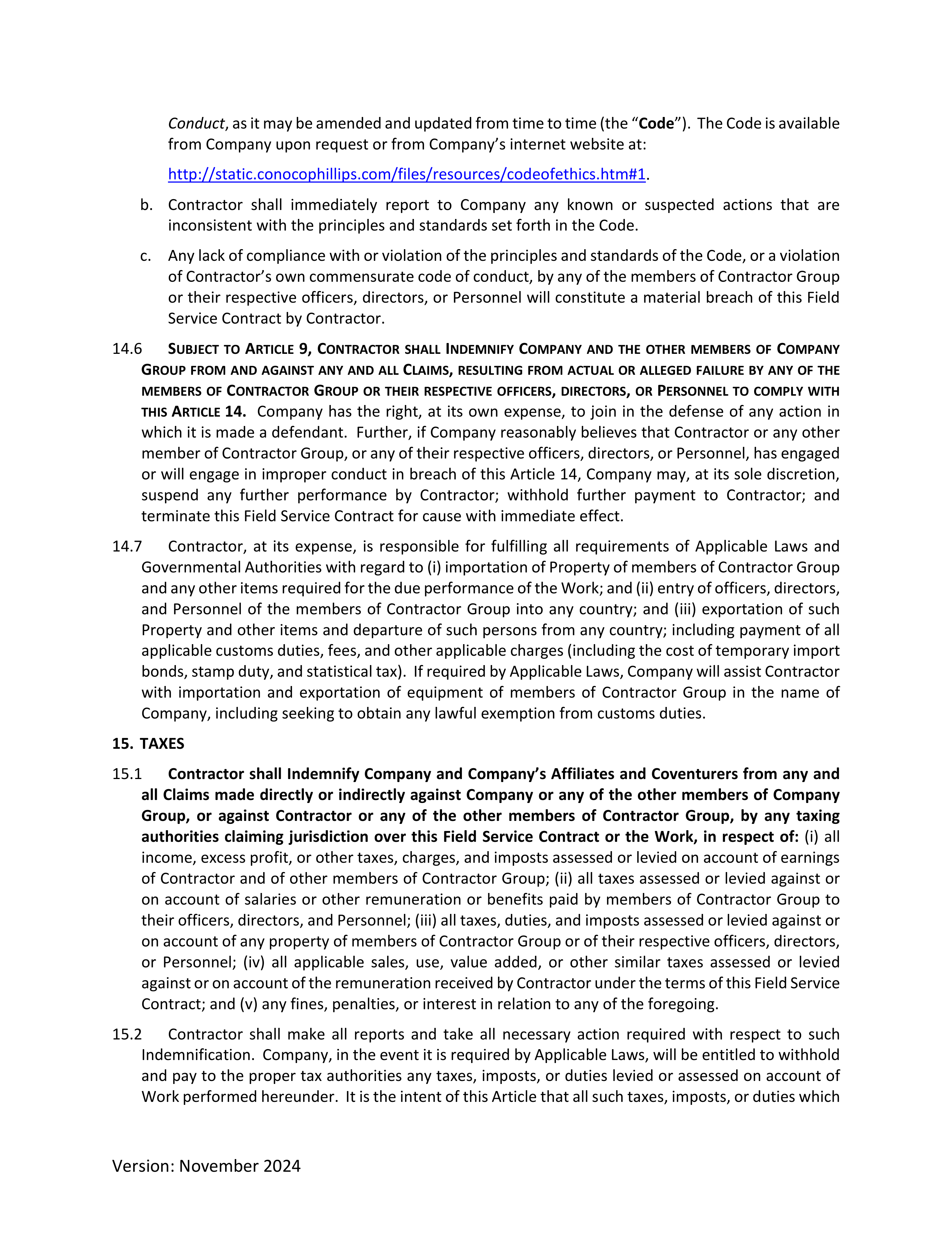 ConocoPhillips Field Service Contract — page 9