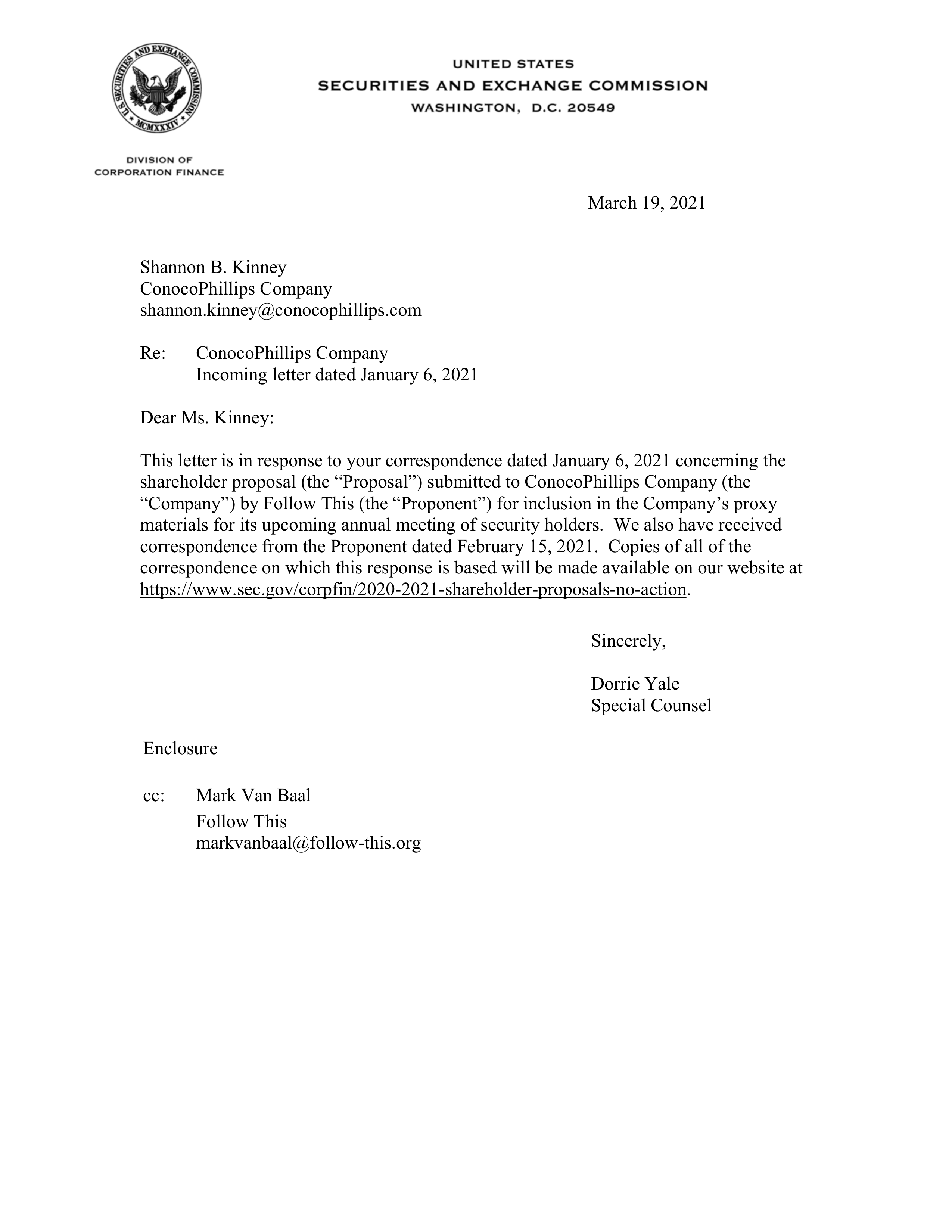 ConocoPhillips Proposal  — page 1