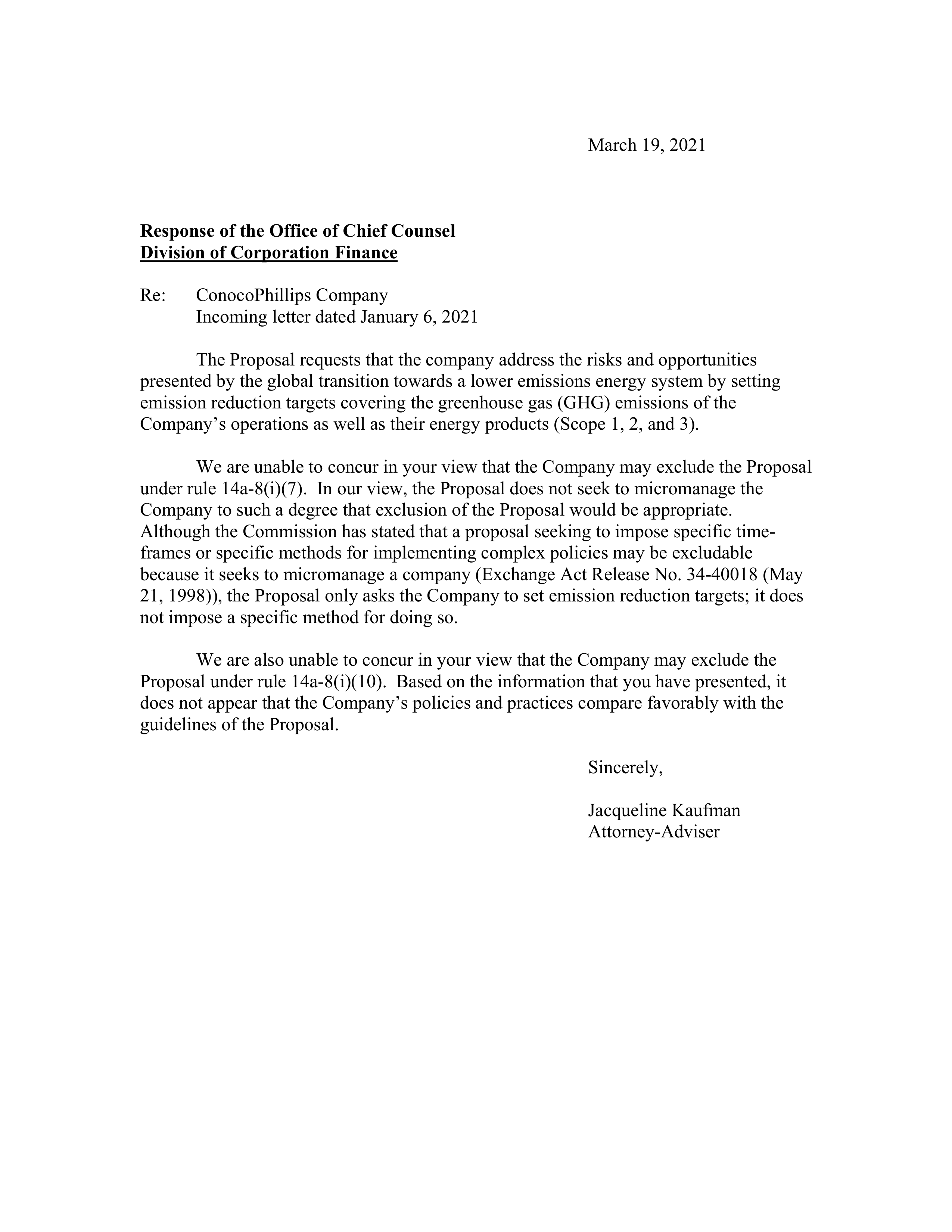 ConocoPhillips Proposal  — page 2