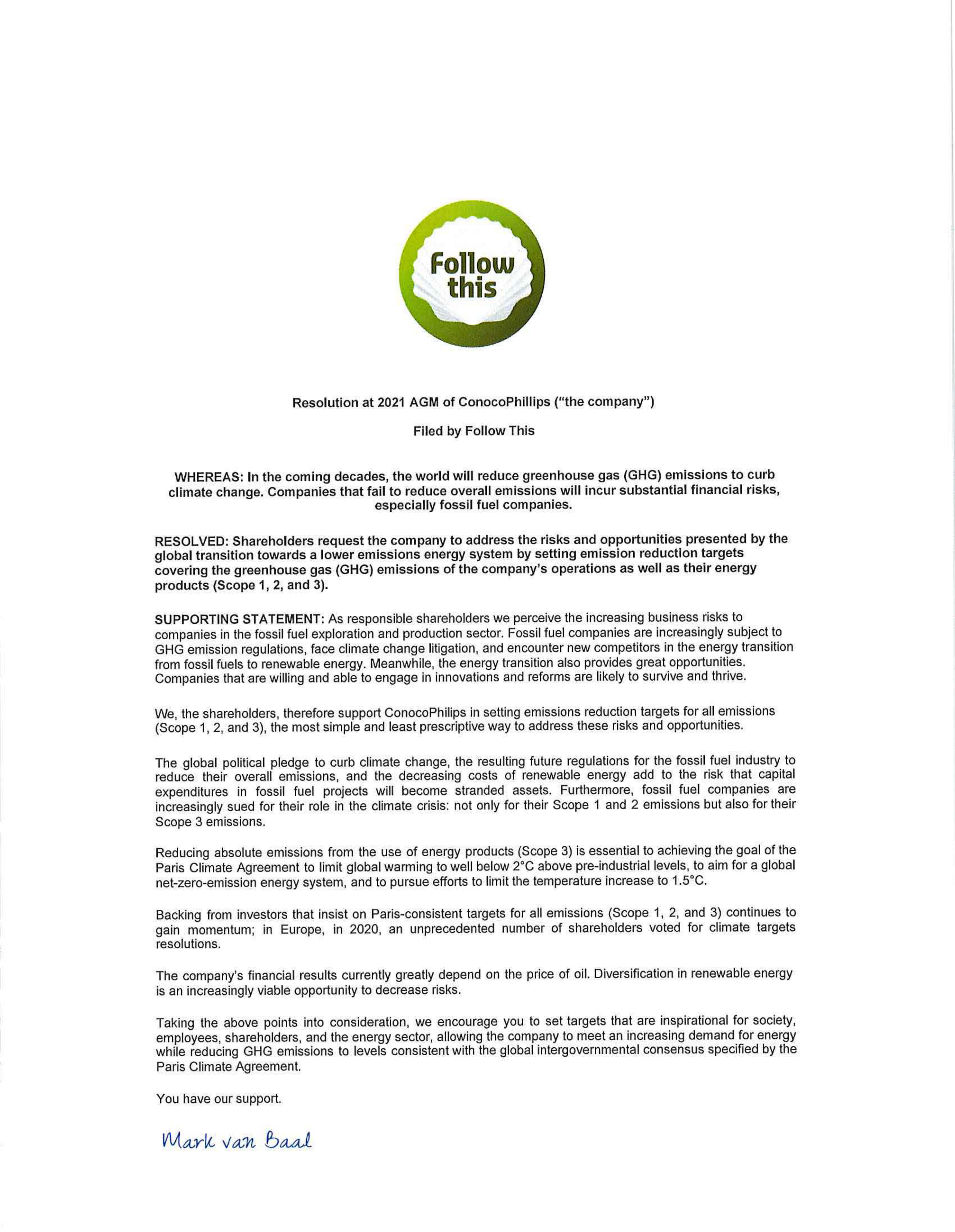 ConocoPhillips Proposal  — page 27