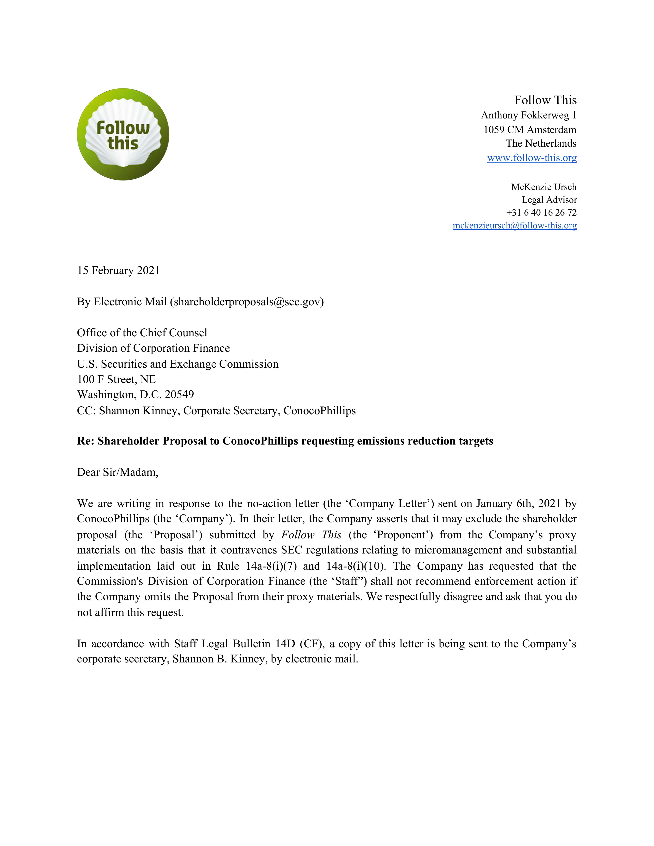 ConocoPhillips Proposal  — page 3