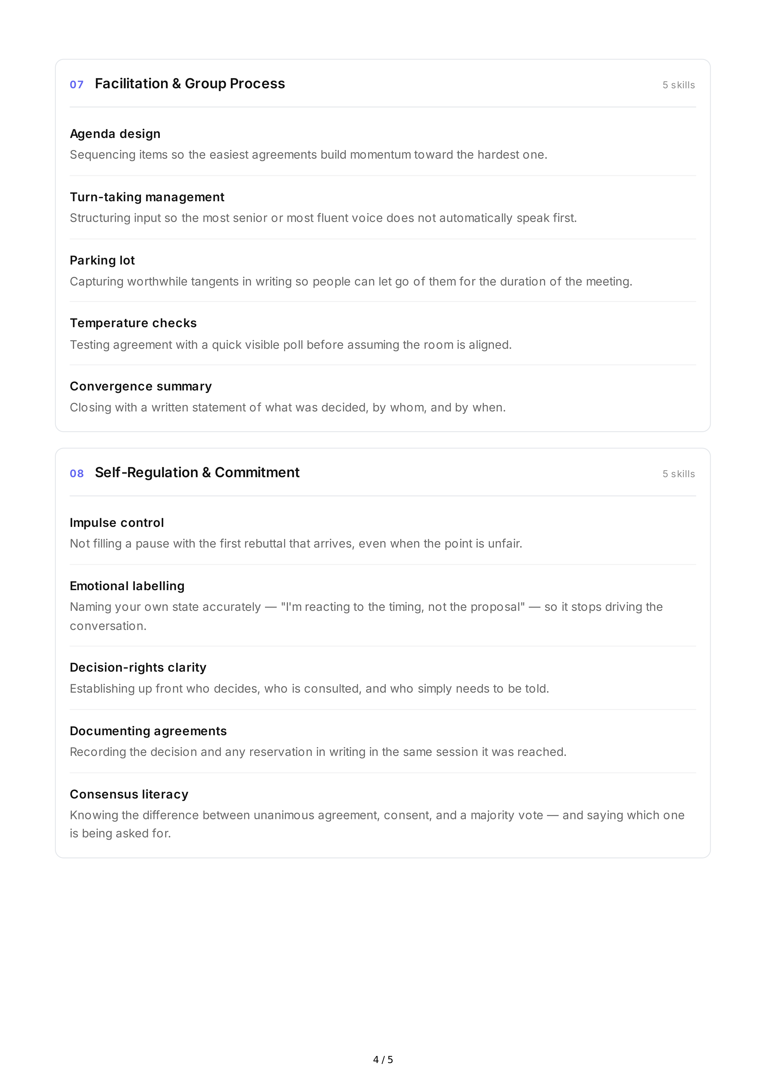 Consensus Building Interpersonal Skills — page 4