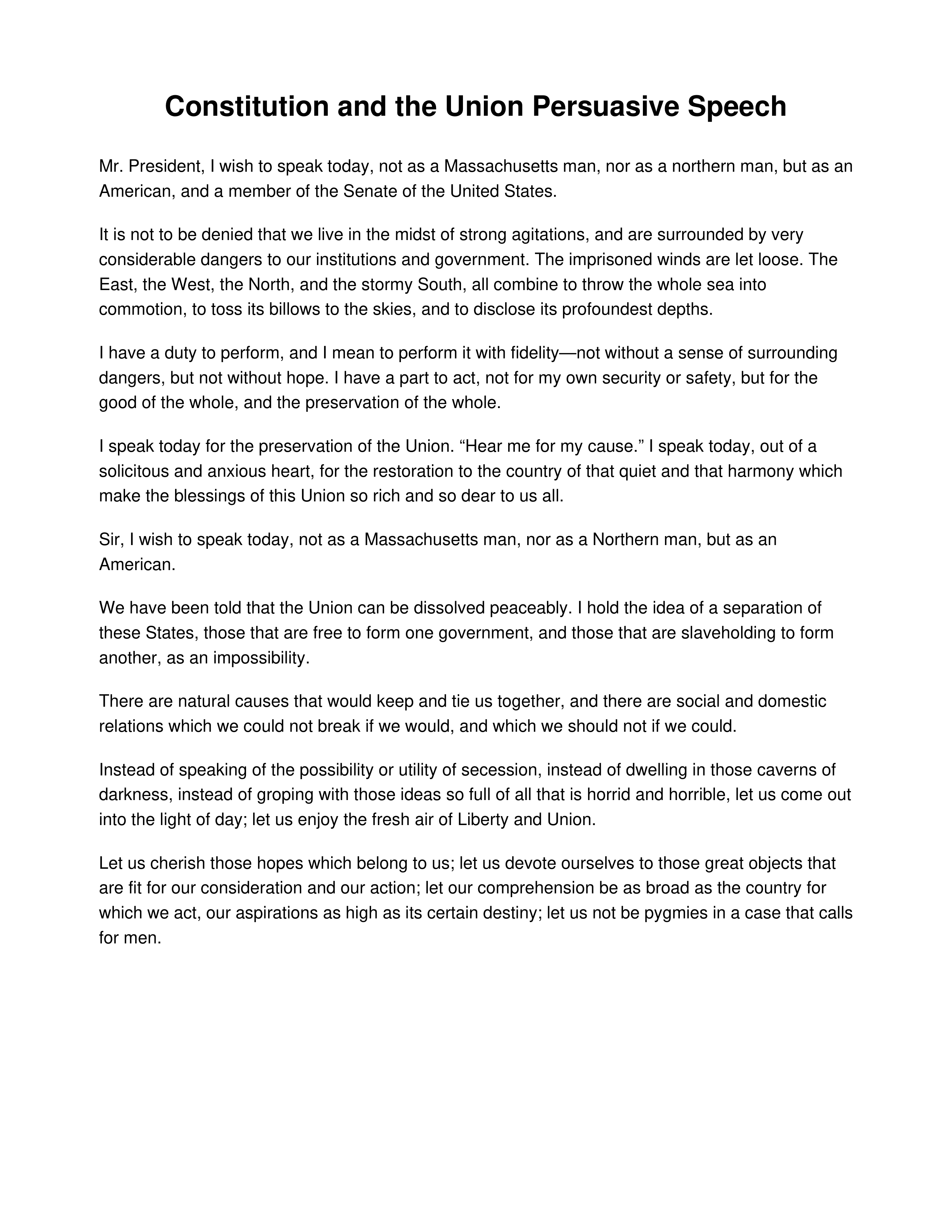 Constitution and the Union Persuasive Speech — page 1