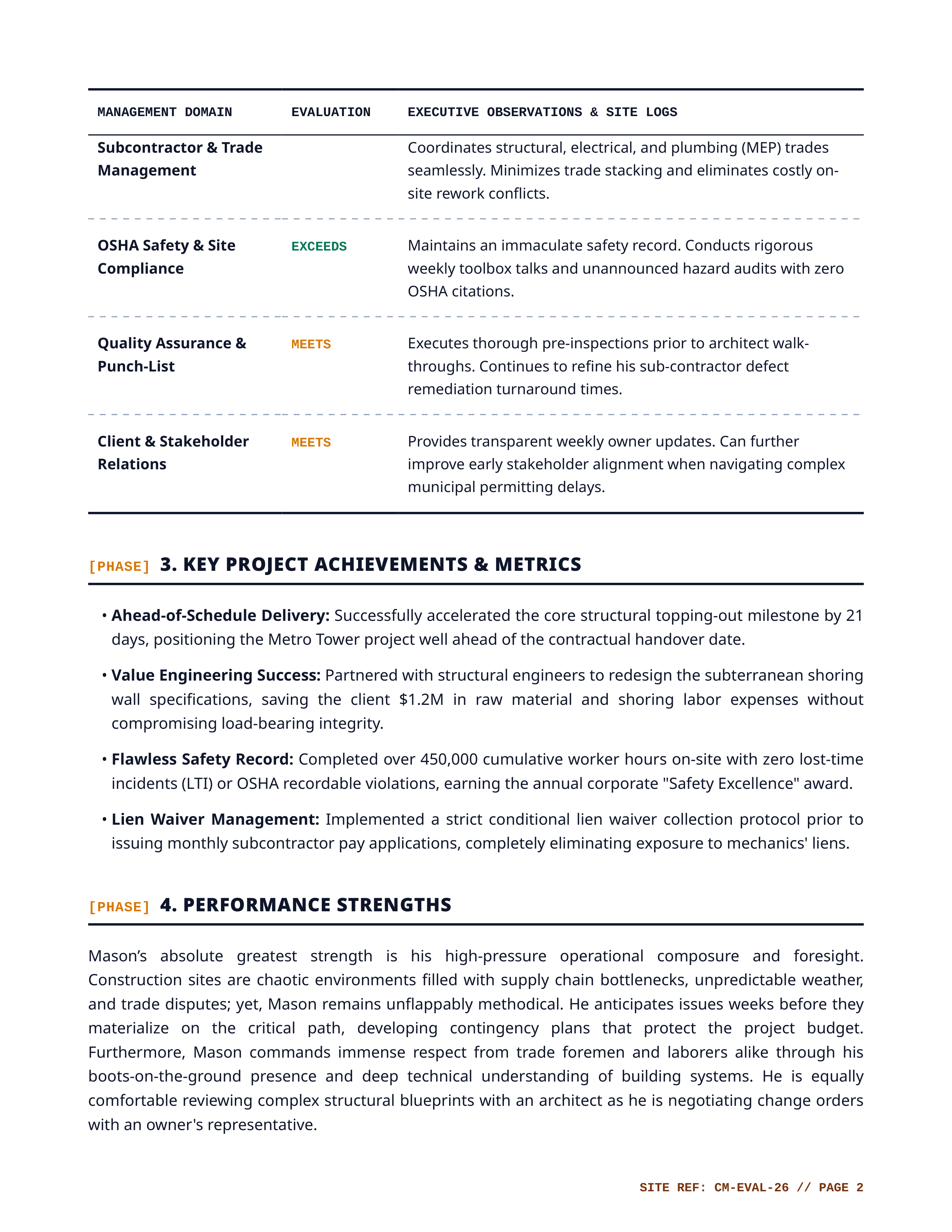 Construction Manager Performance Review — page 2