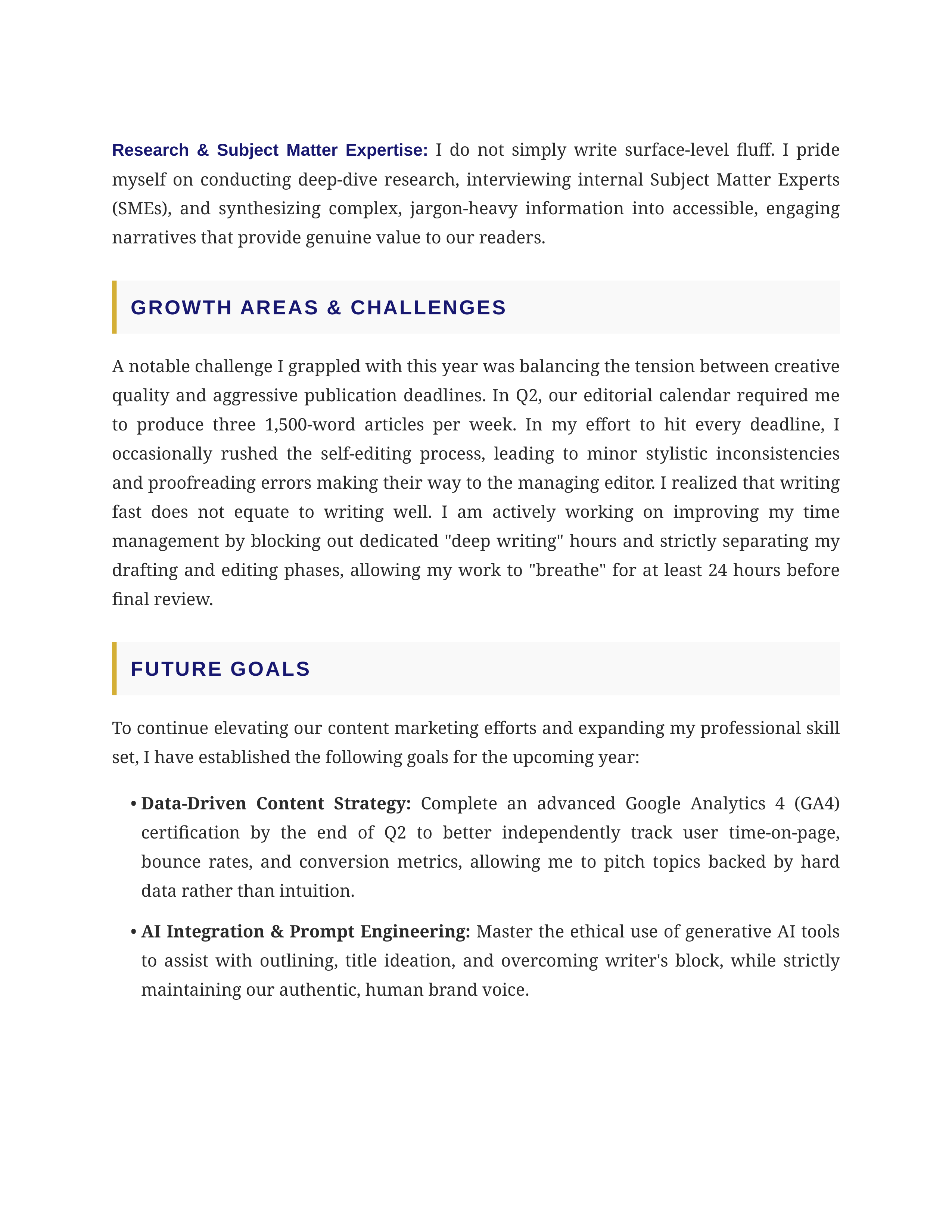 Content Writer Self Performance Review — page 2