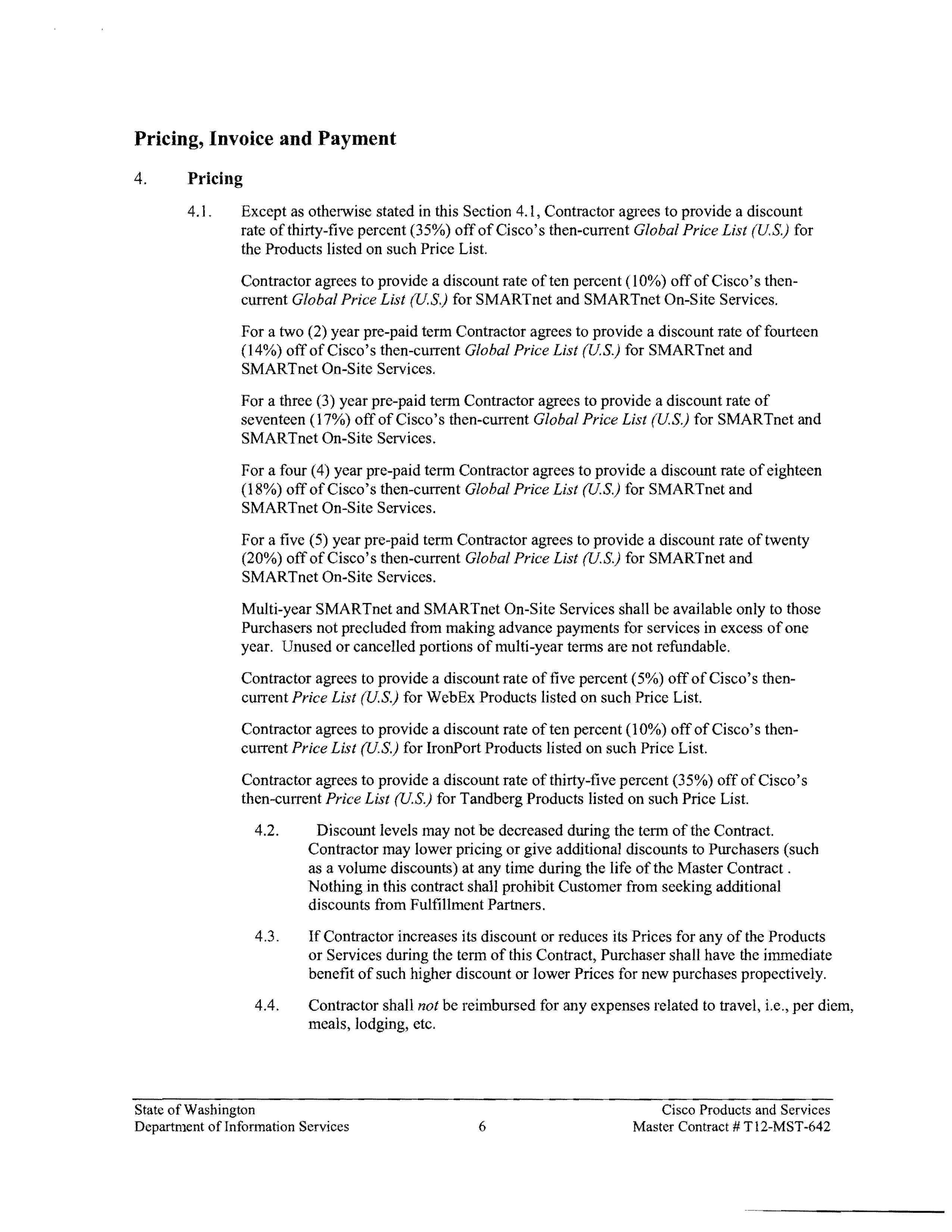 Contract Between Department of Information Services and Cisco Systems, Inc. — page 10