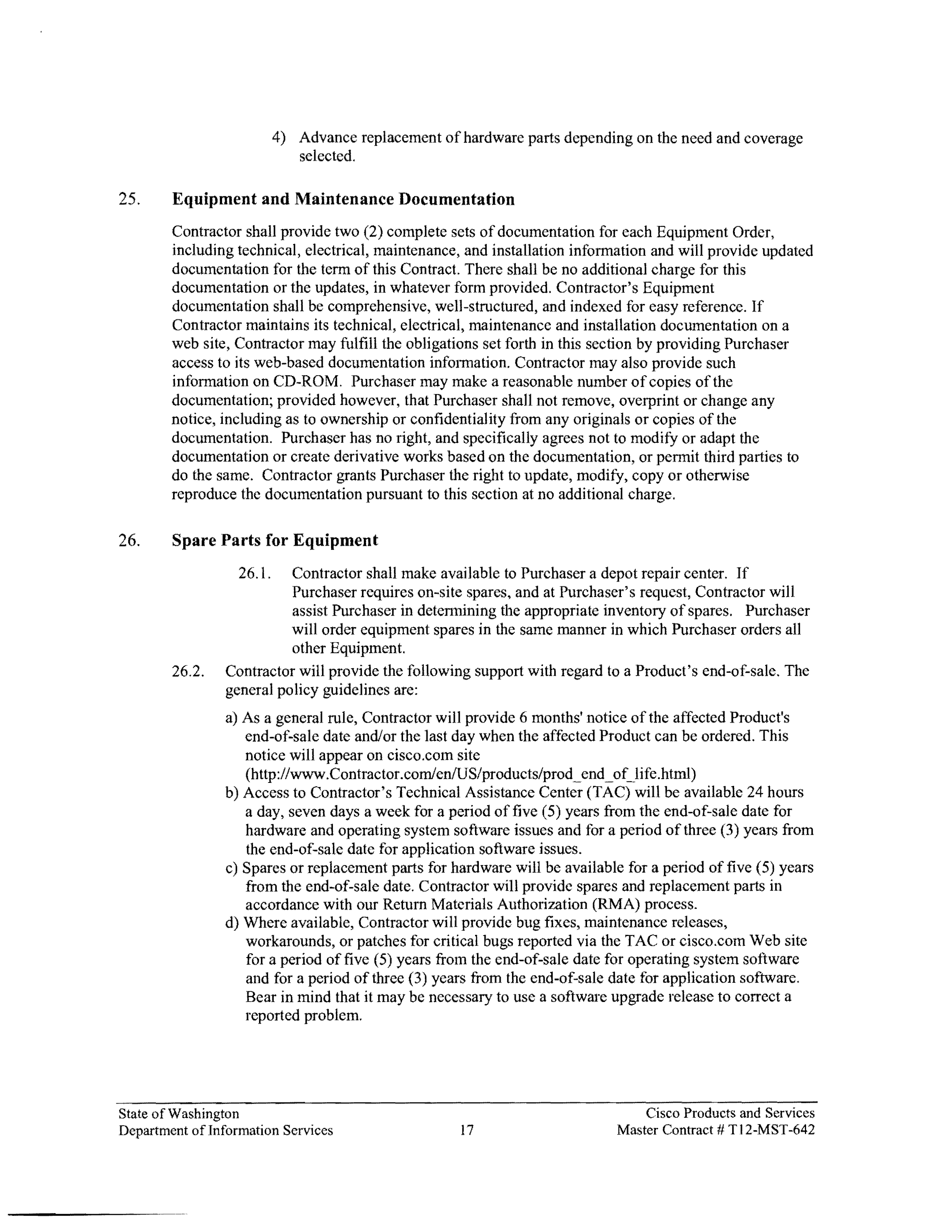 Contract Between Department of Information Services and Cisco Systems, Inc. — page 21