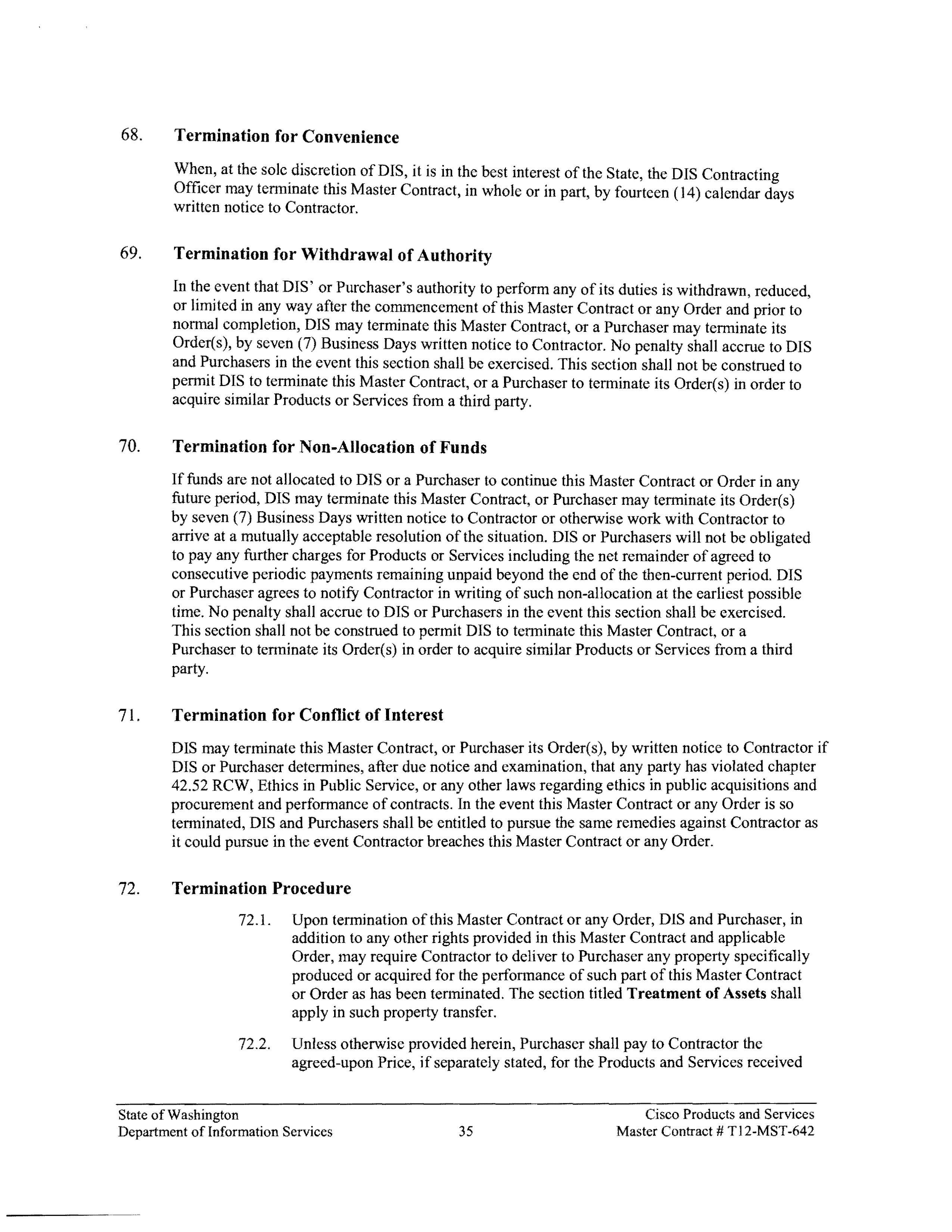 Contract Between Department of Information Services and Cisco Systems, Inc. — page 39