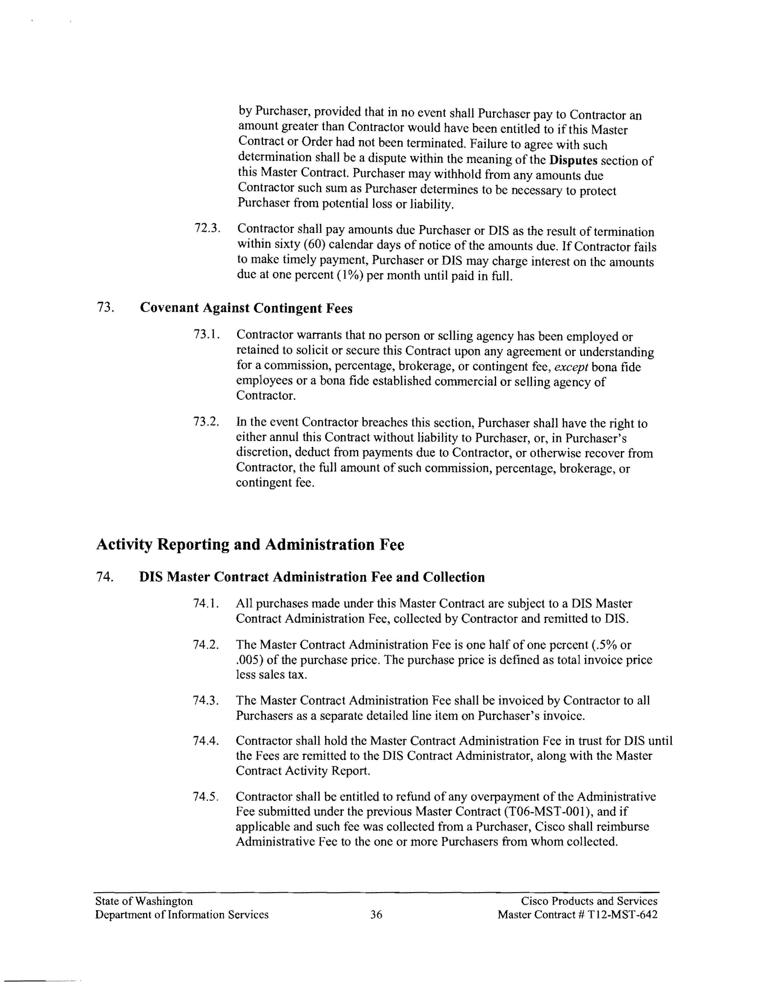 Contract Between Department of Information Services and Cisco Systems, Inc. — page 40