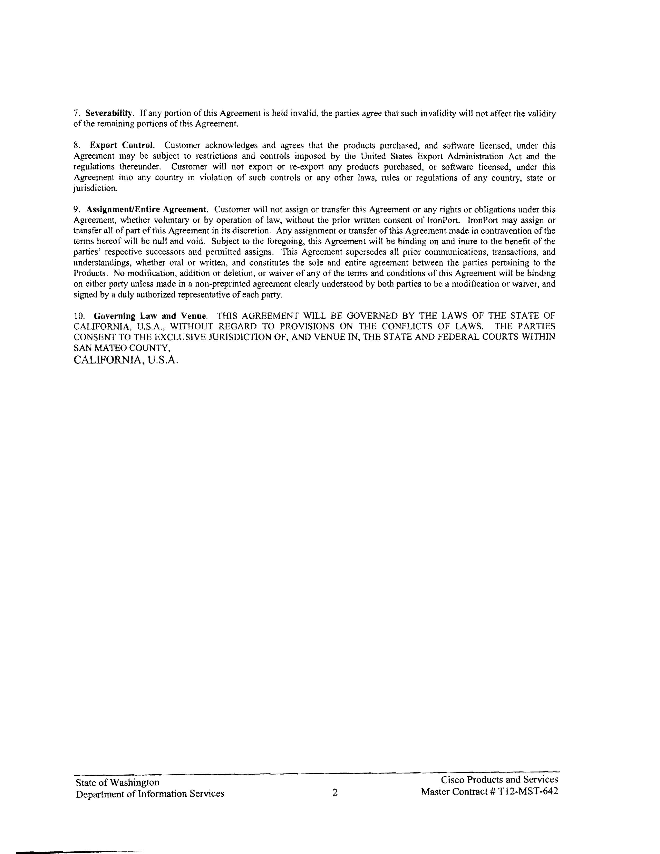 Contract Between Department of Information Services and Cisco Systems, Inc. — page 56
