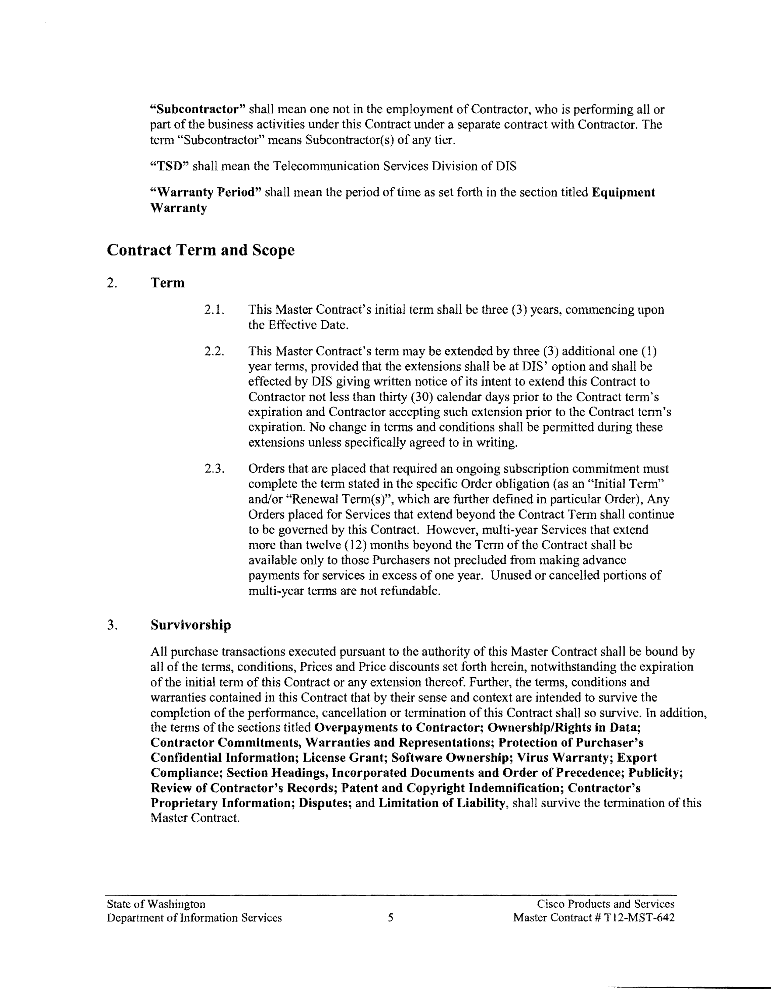 Contract Between Department of Information Services and Cisco Systems, Inc. — page 9