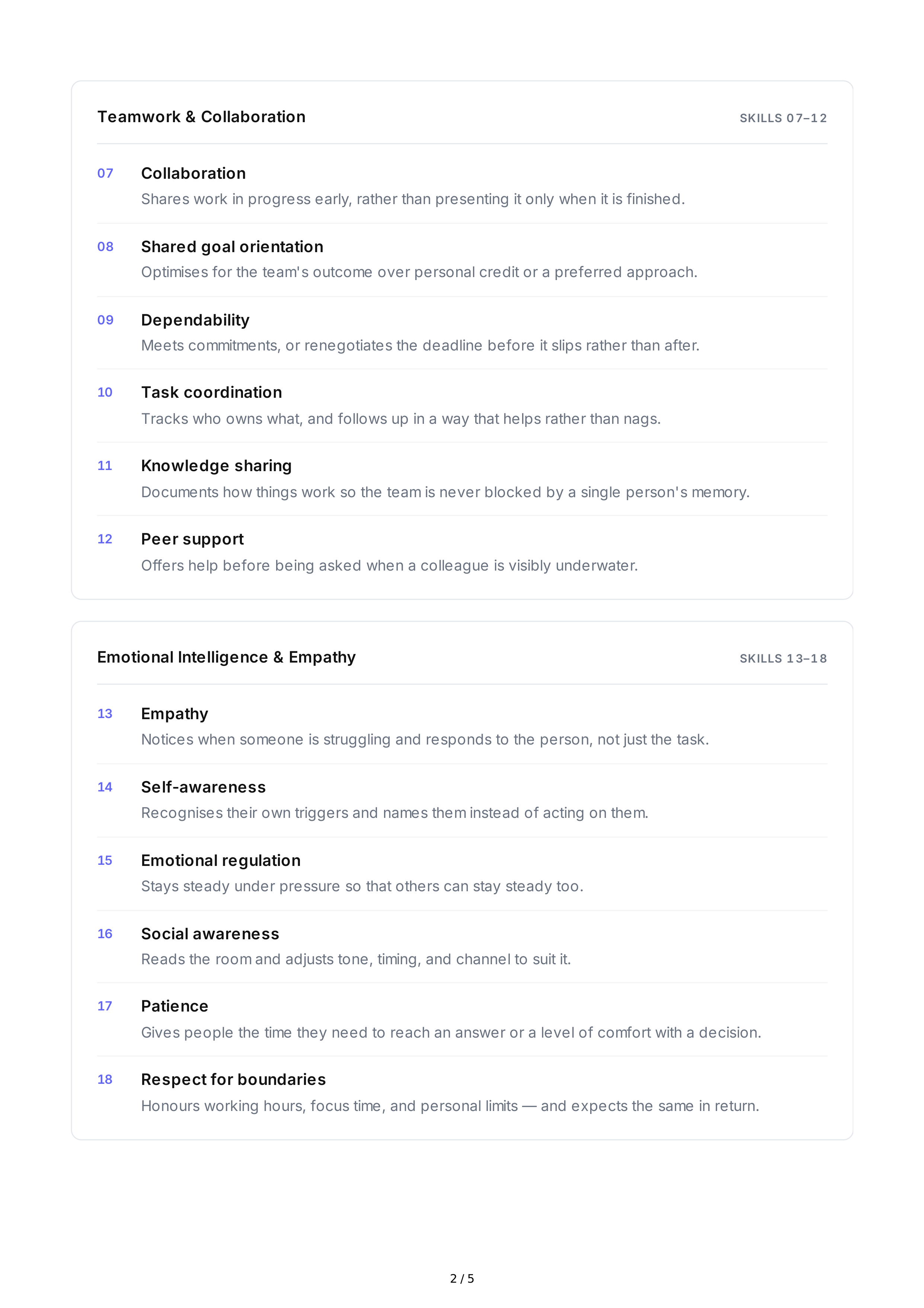 Cooperation Interpersonal Skills — page 2