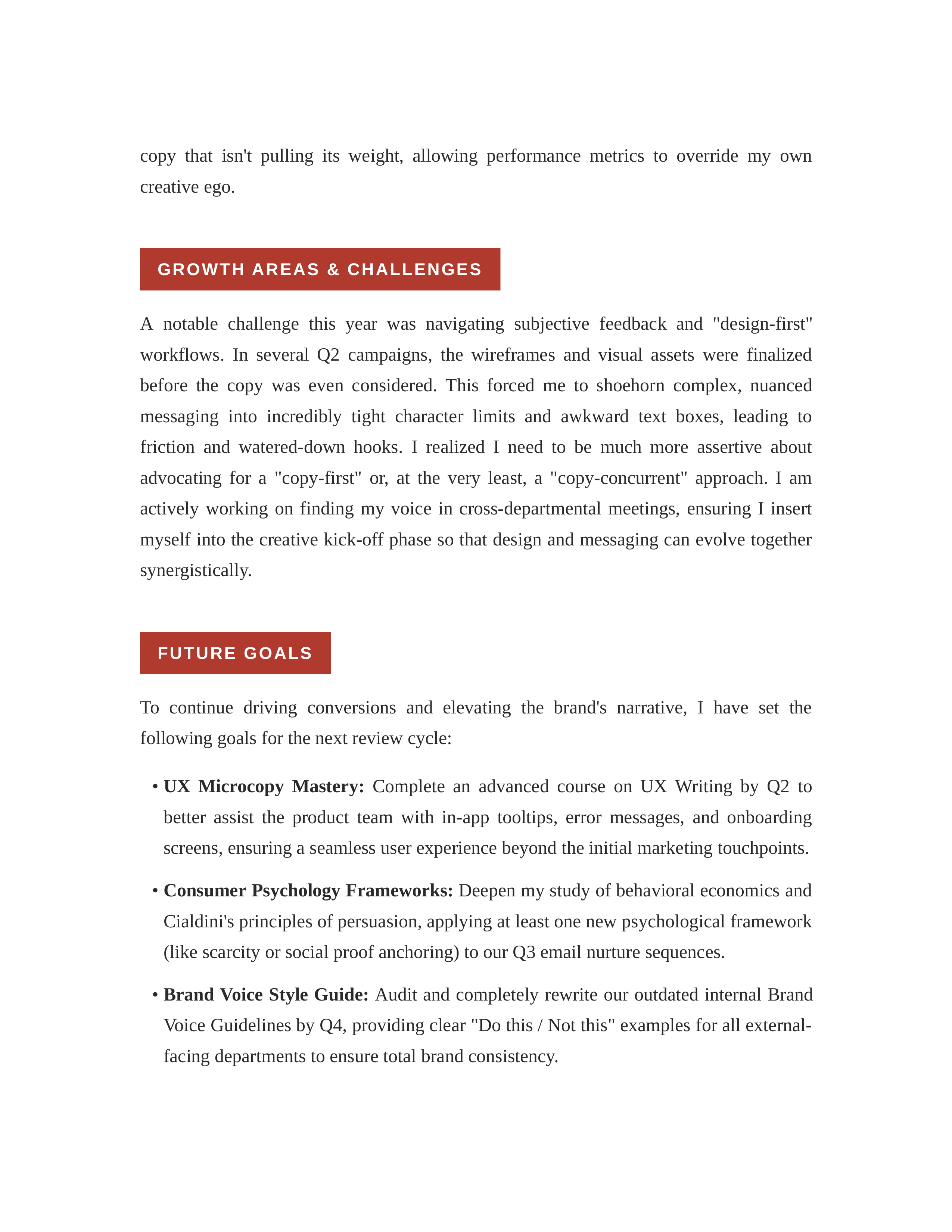 Copywriter Self Performance Review — page 2