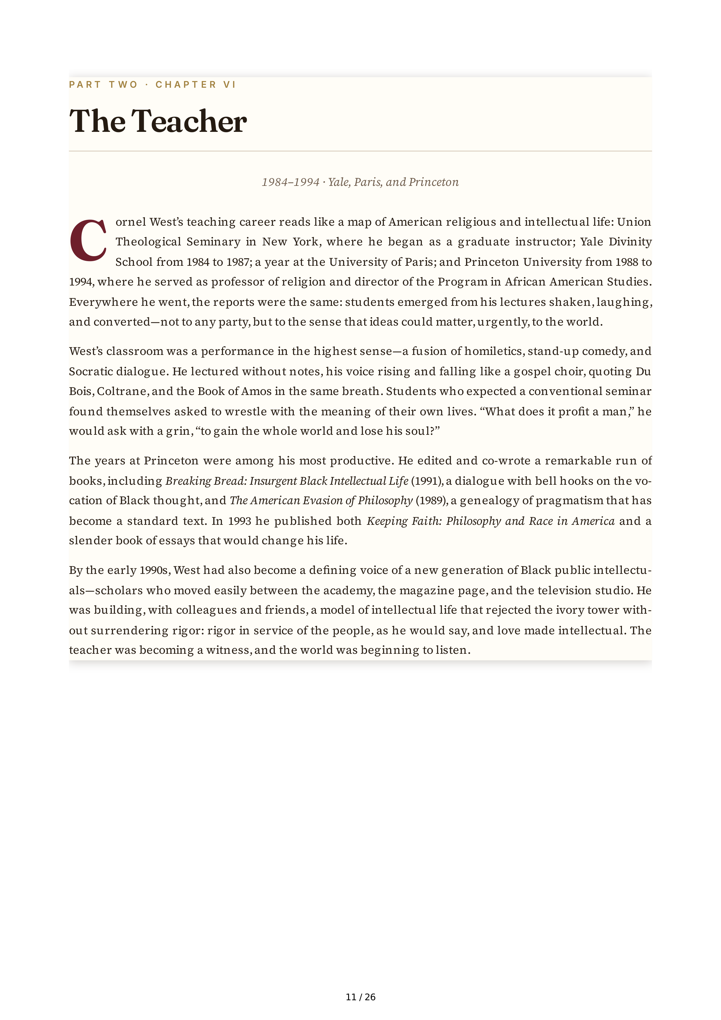 Cornel West Brother West Living and Loving Out Loud Biography — page 11
