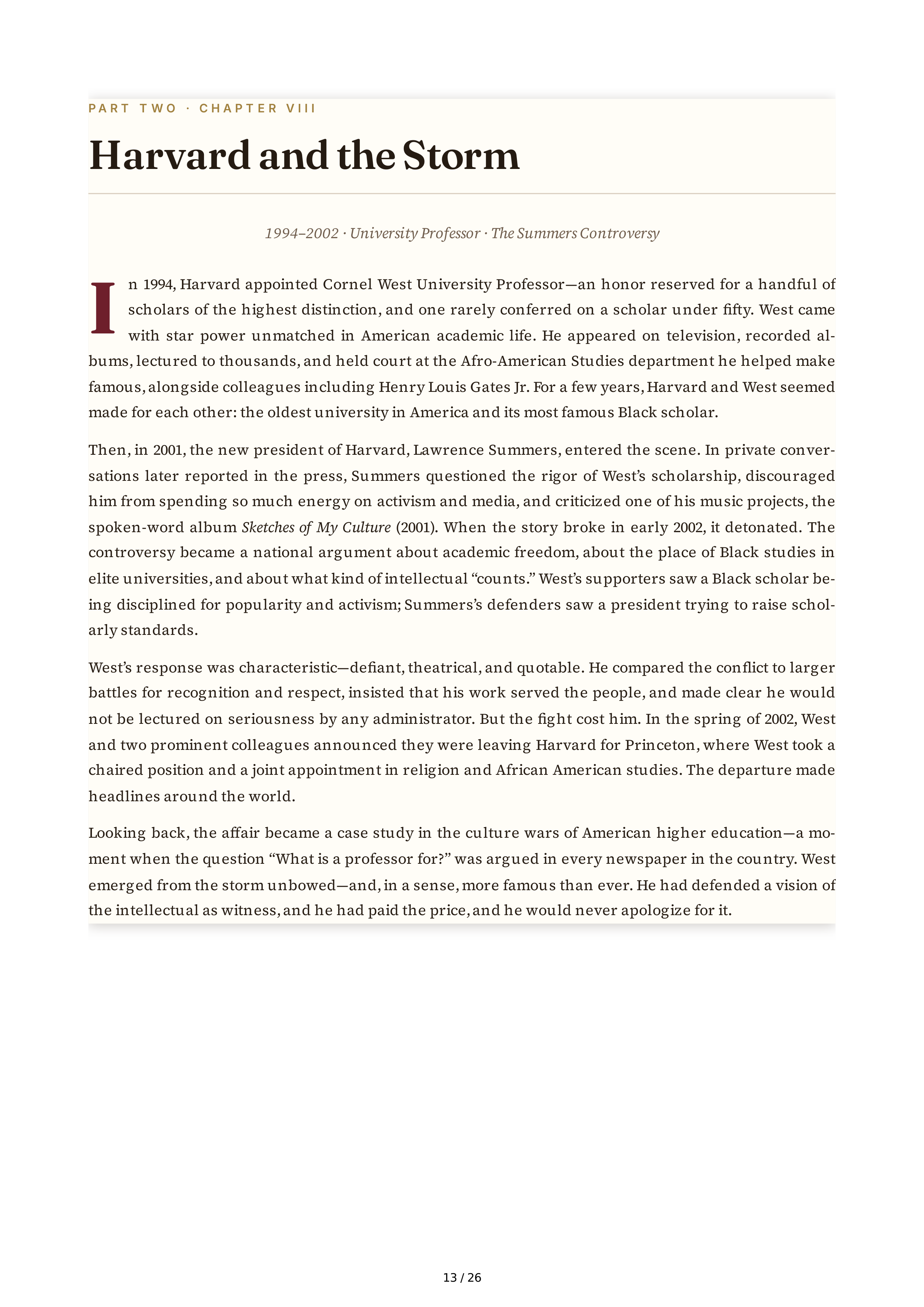 Cornel West Brother West Living and Loving Out Loud Biography — page 13